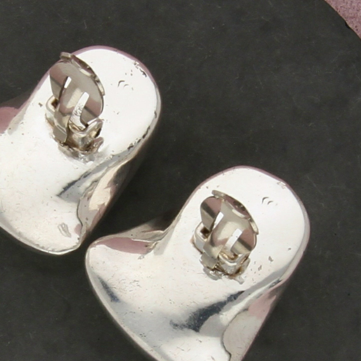 sterling silver vintage electroform domed statement clip-on earrings