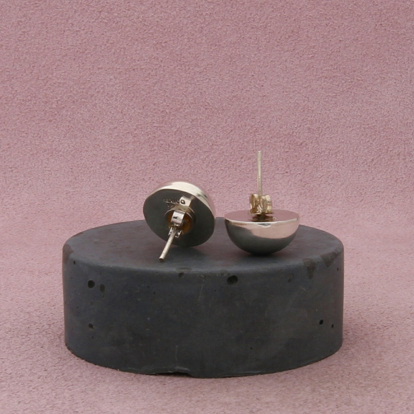 mexico sterling silver vintage dome half ball stud earrings