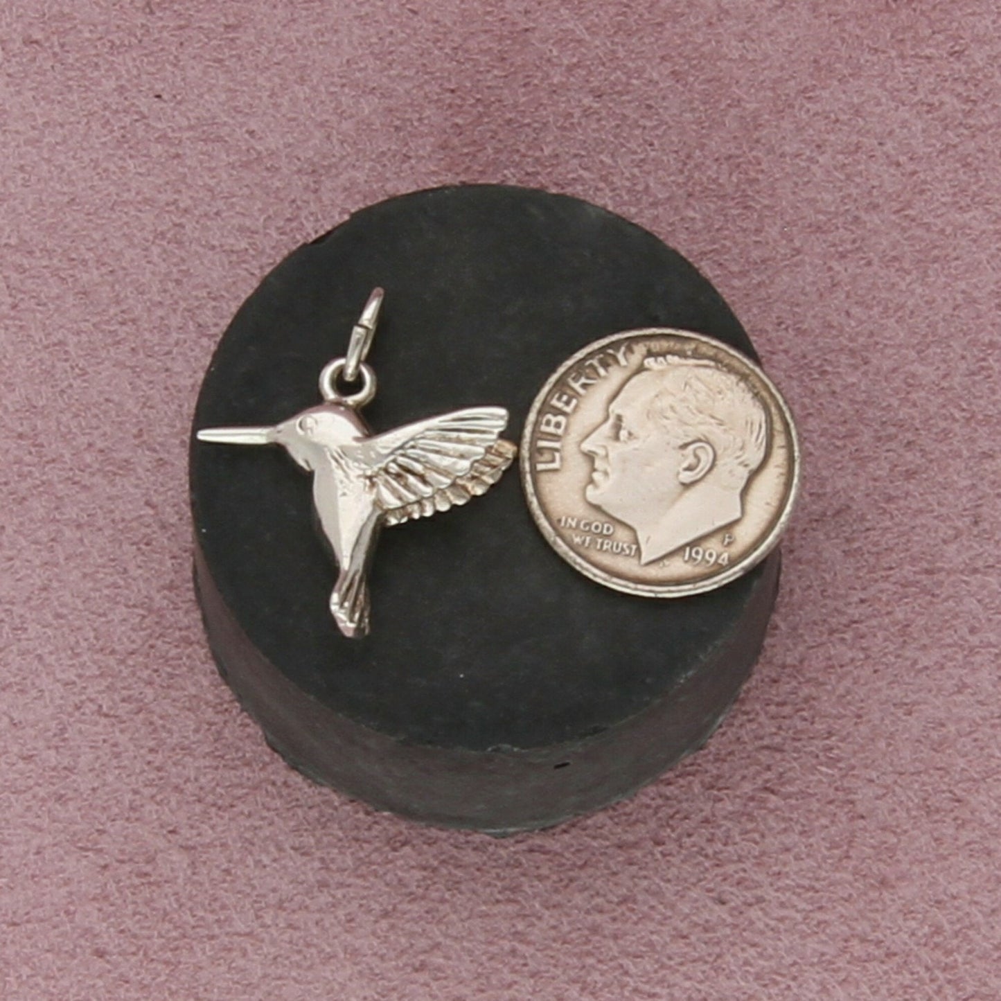 sterling silver vintage 3d hummingbird charm pendant