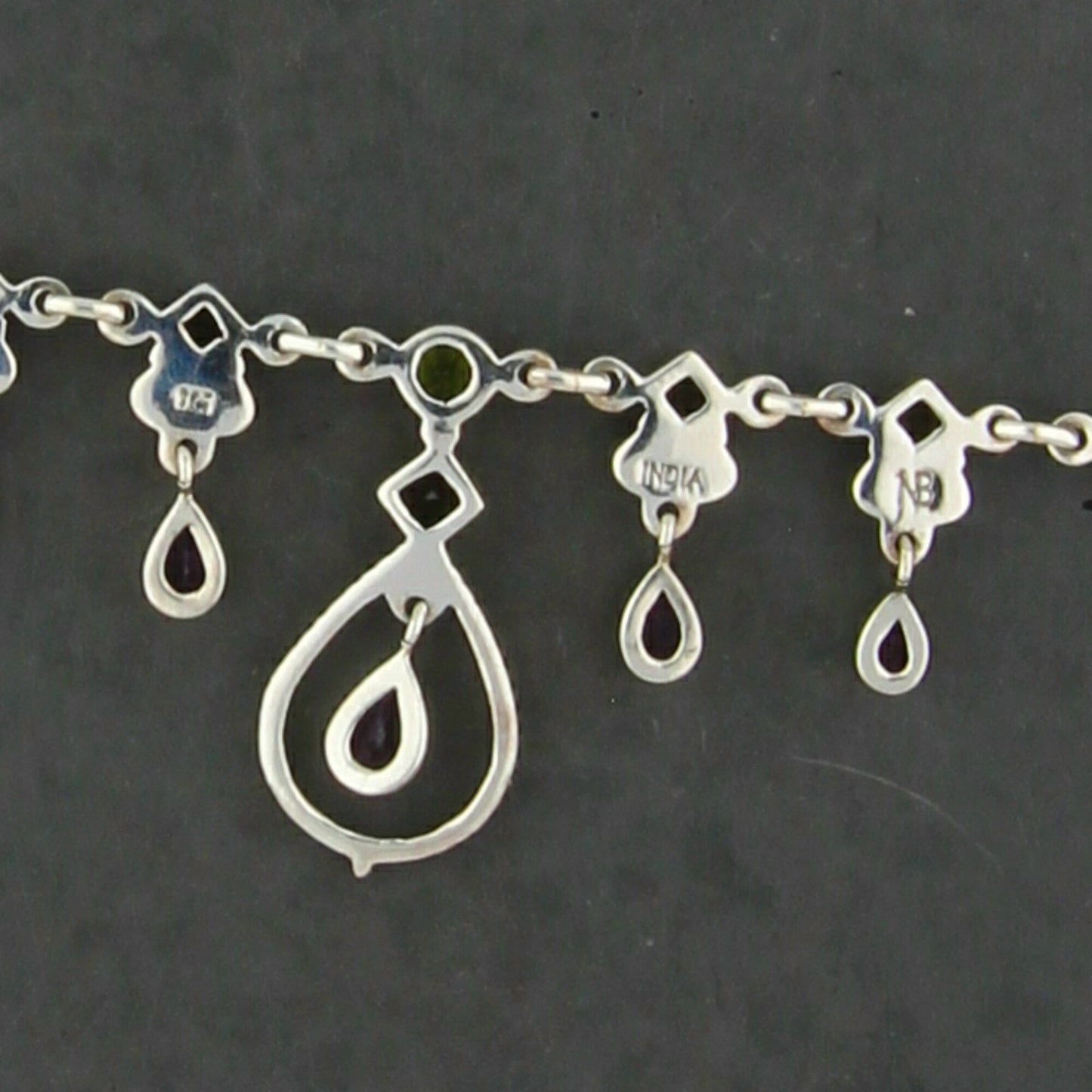 nicky butler sterling silver amethyst & peridot necklace size 17-19in