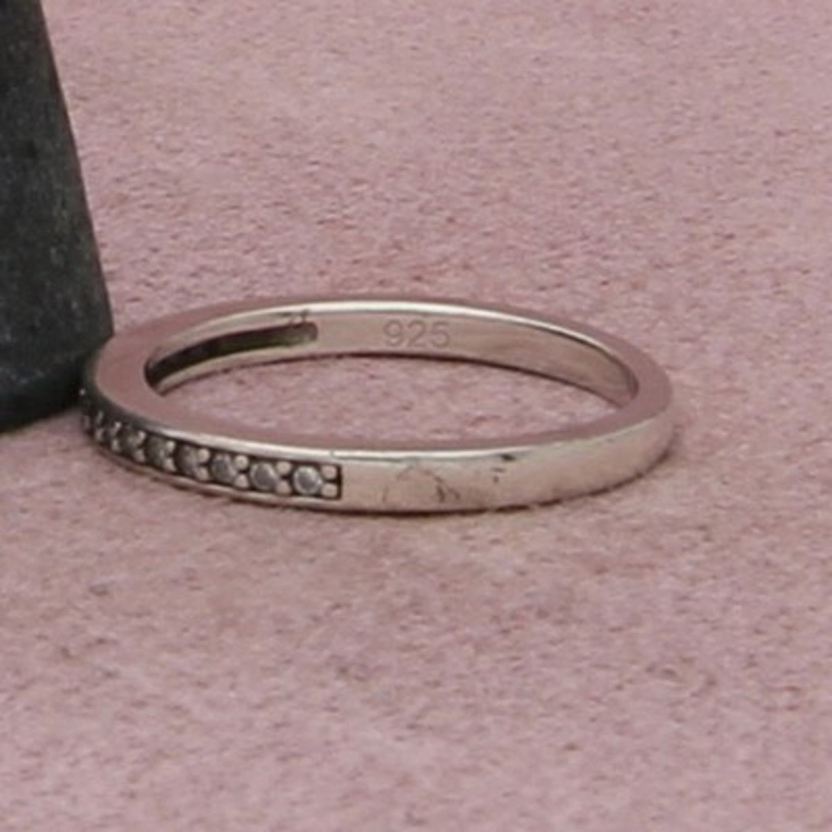Sterling Silver Dainty Cz Stack Band Ring Size 7