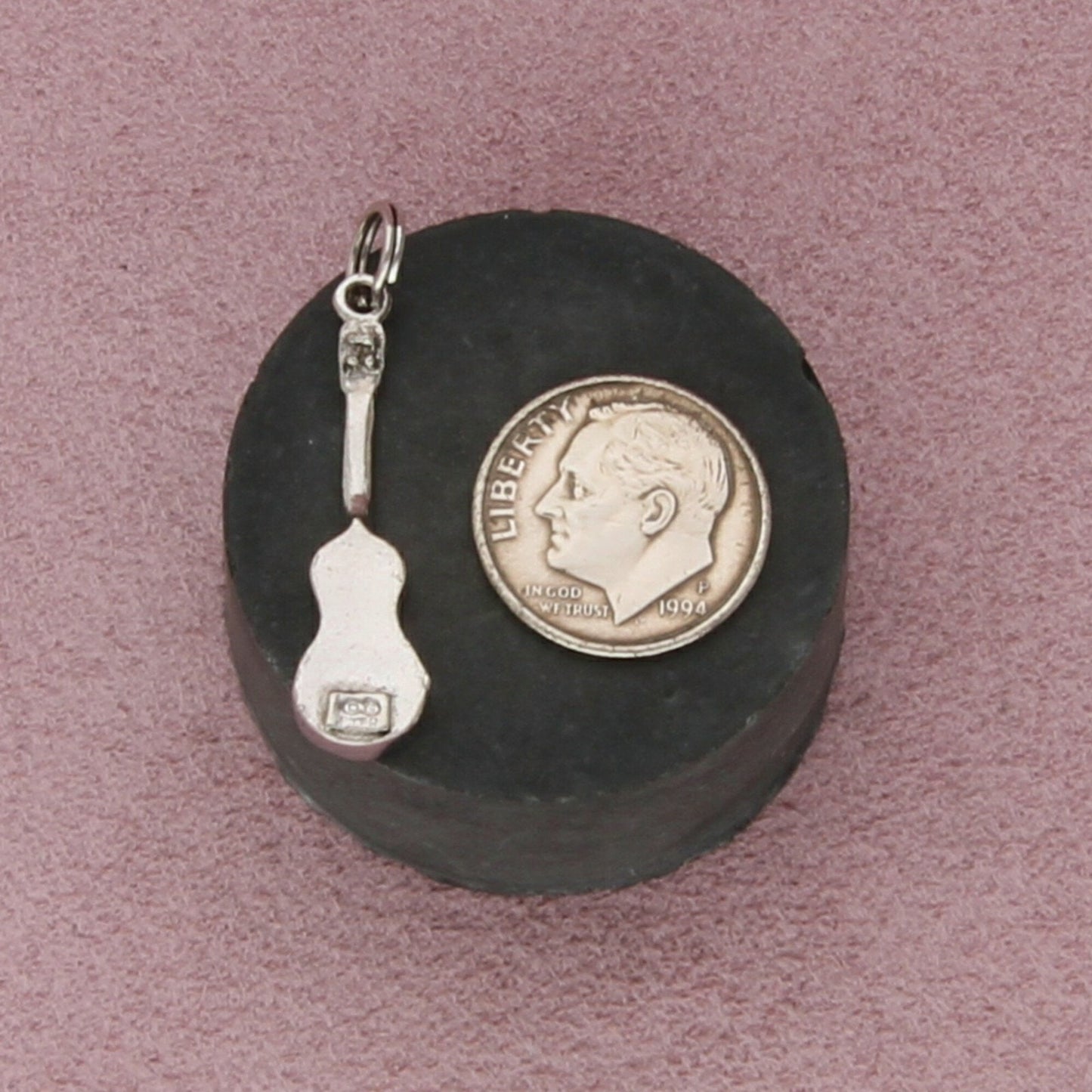 sterling silver vintage acoustic guitar charm pendant