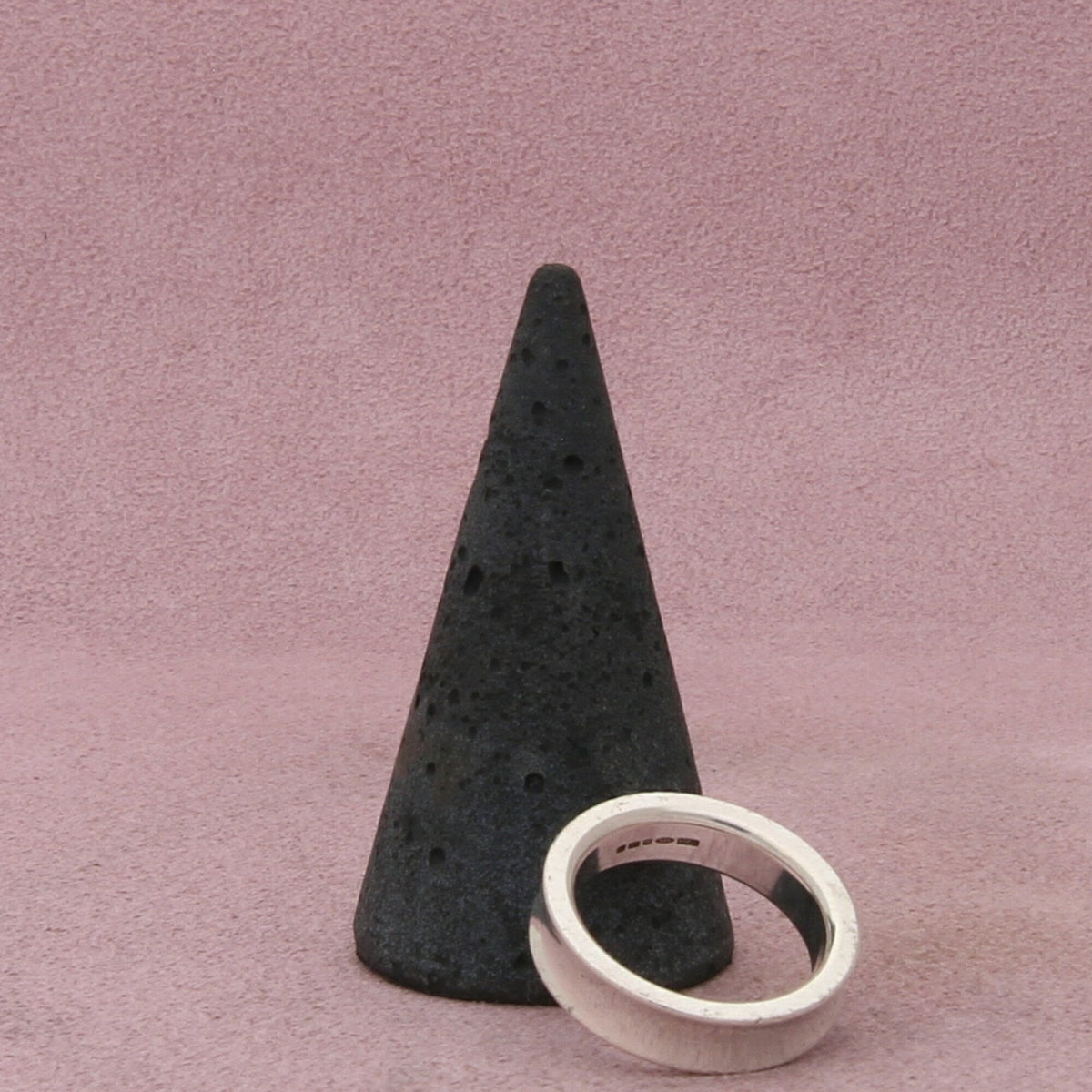 sterling silver vintage british concave stack band ring size 6
