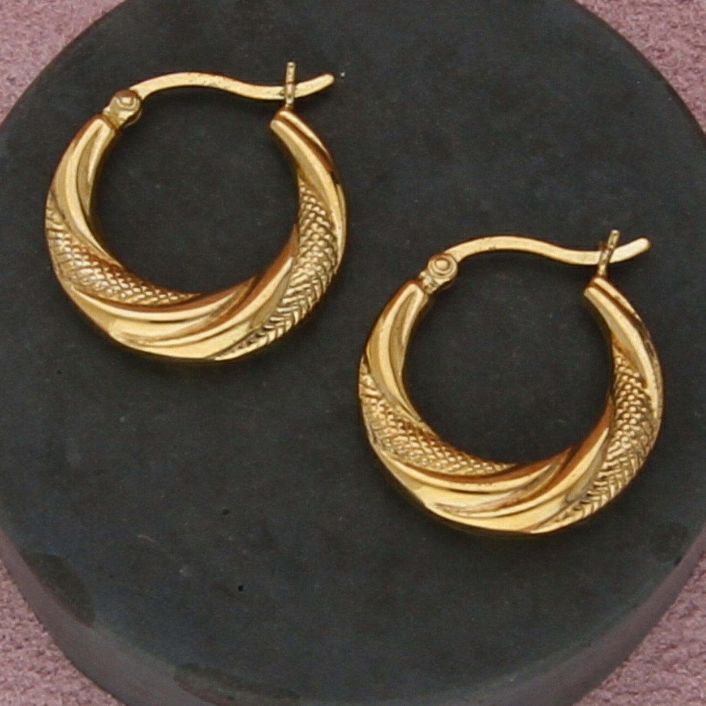 sterling silver gold plate scalloped snap-post shrimp hoop earrings