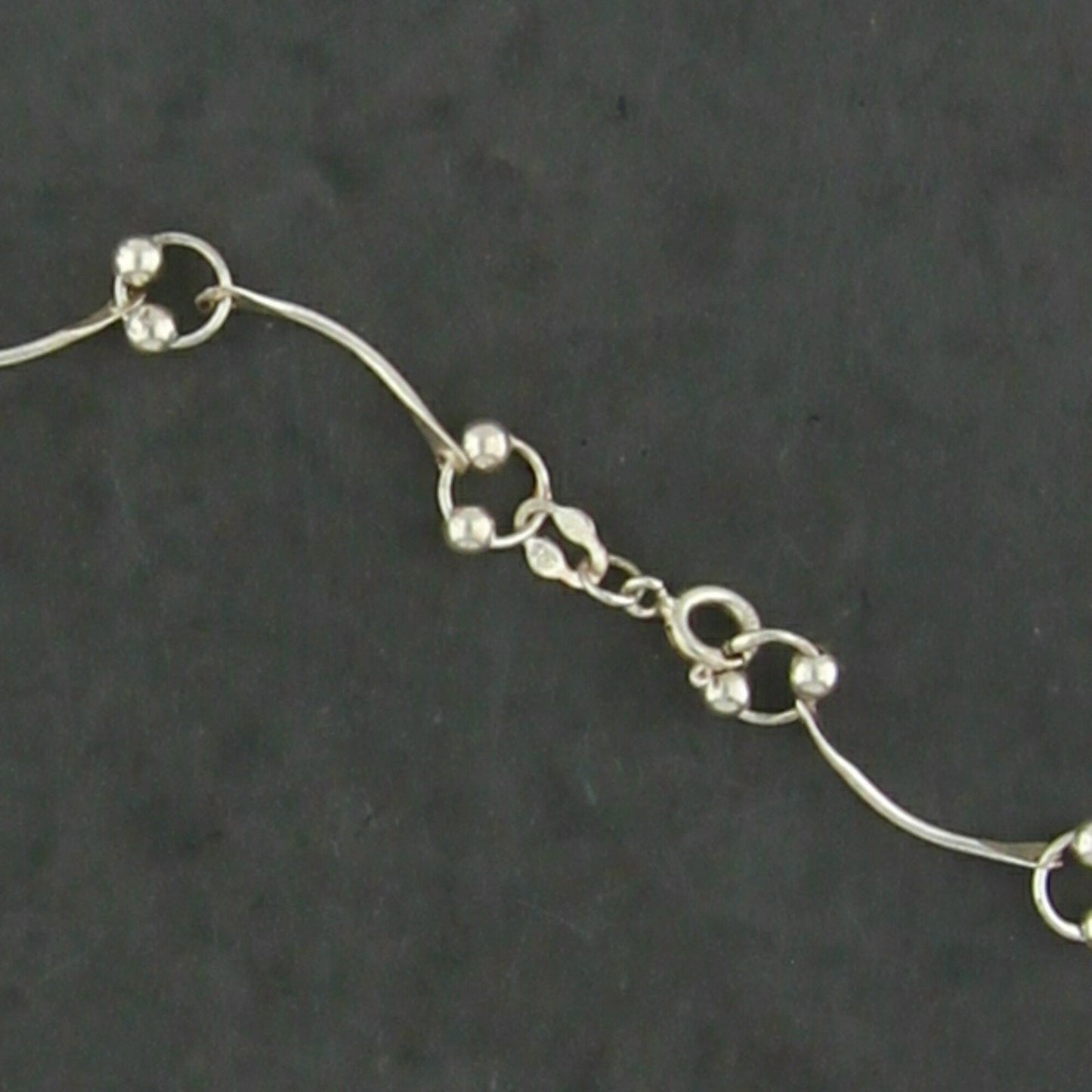sterling silver beaded curved bar link necklace size 16.5in