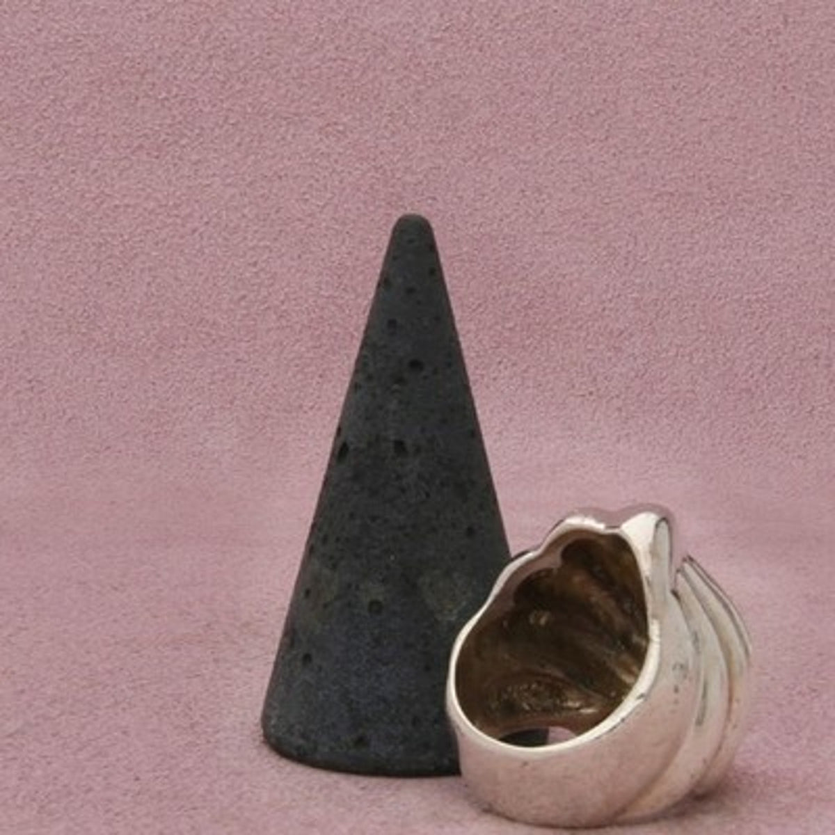 Mexico Sterling Silver Vintage Chunky Sculptural Grooved Band Ring Size 7.75