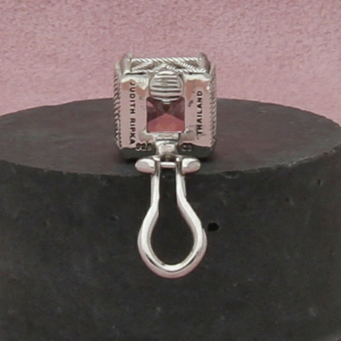 judith ripka sterling silver pink diamonique cz clip-on earrings