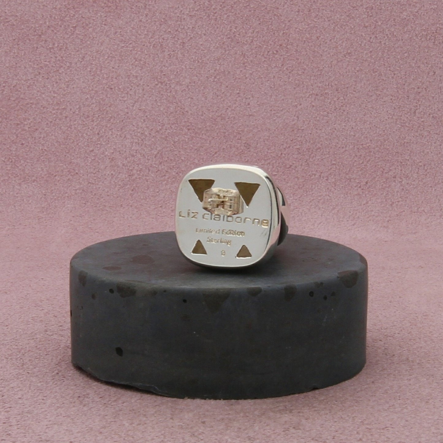 liz claiborne sterling silver vintage domed square post earrings