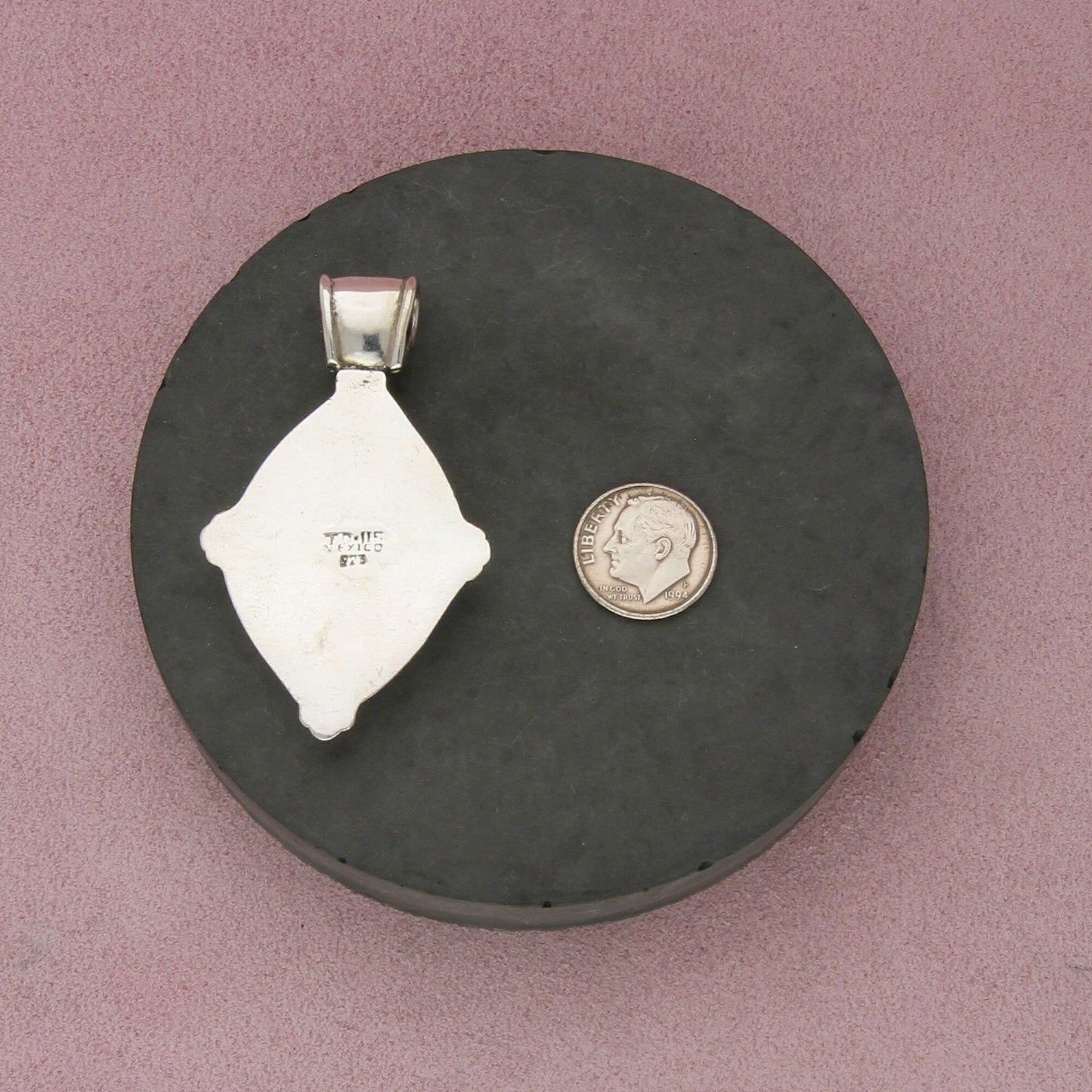 taxco mexico sterling silver vintage scroll marquise shape pendant