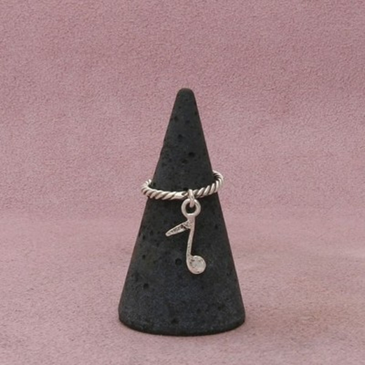 Sterling Silver Twisted Wire Musical Note Charm Ring Size 3