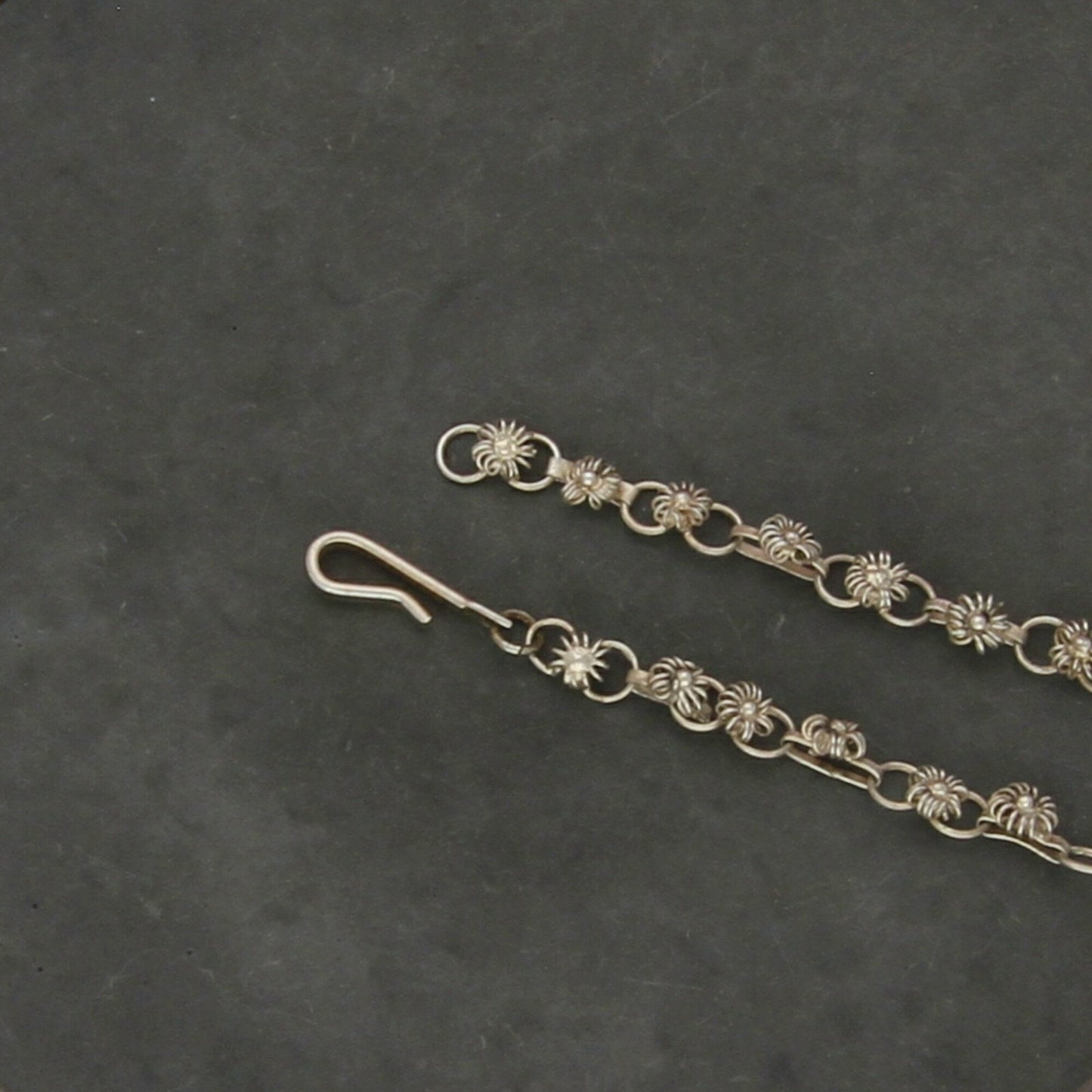 sterling silver vintage 4mm cannetille flower link bracelet size 8.5in