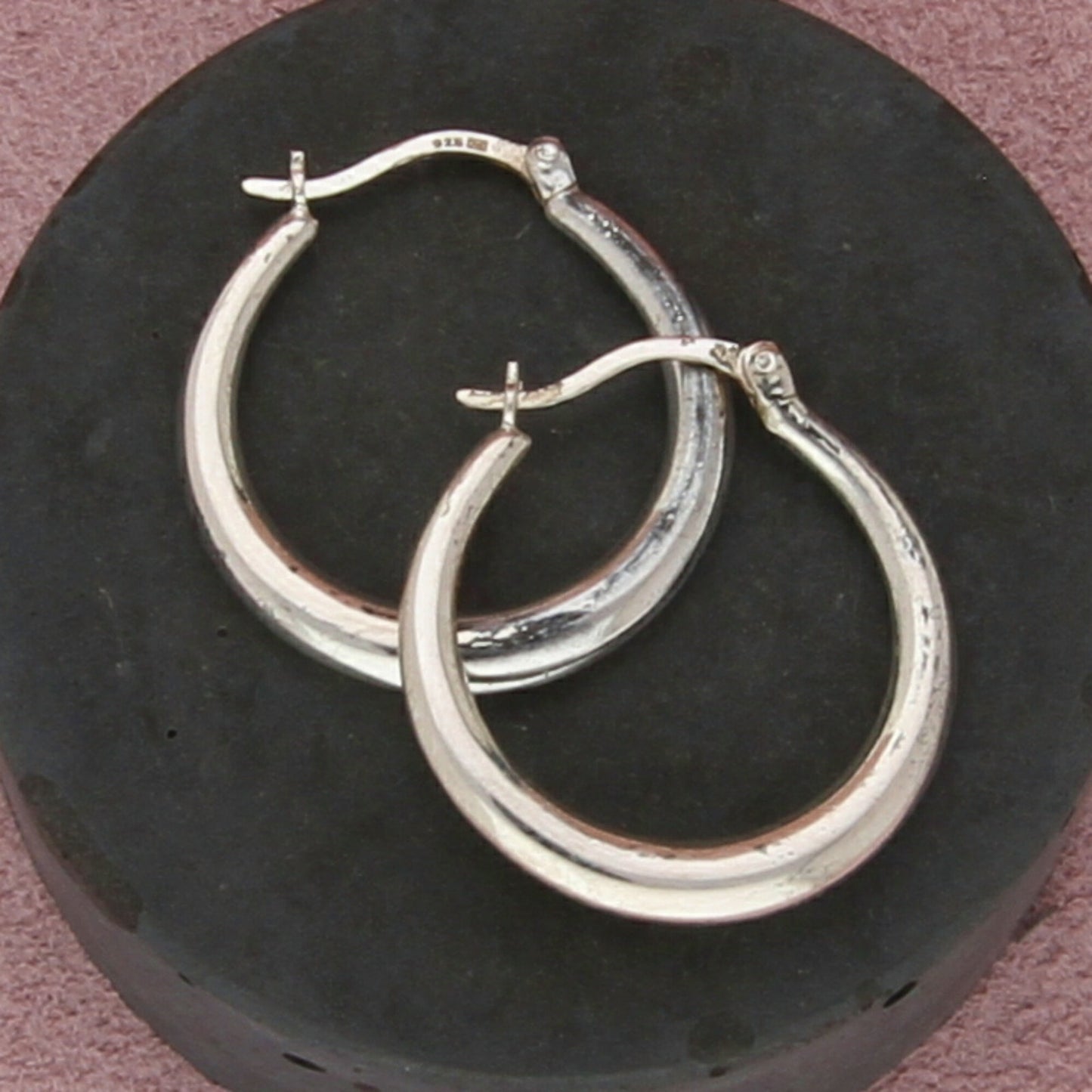 sterling silver vintage 25mm puffy hoop earrings