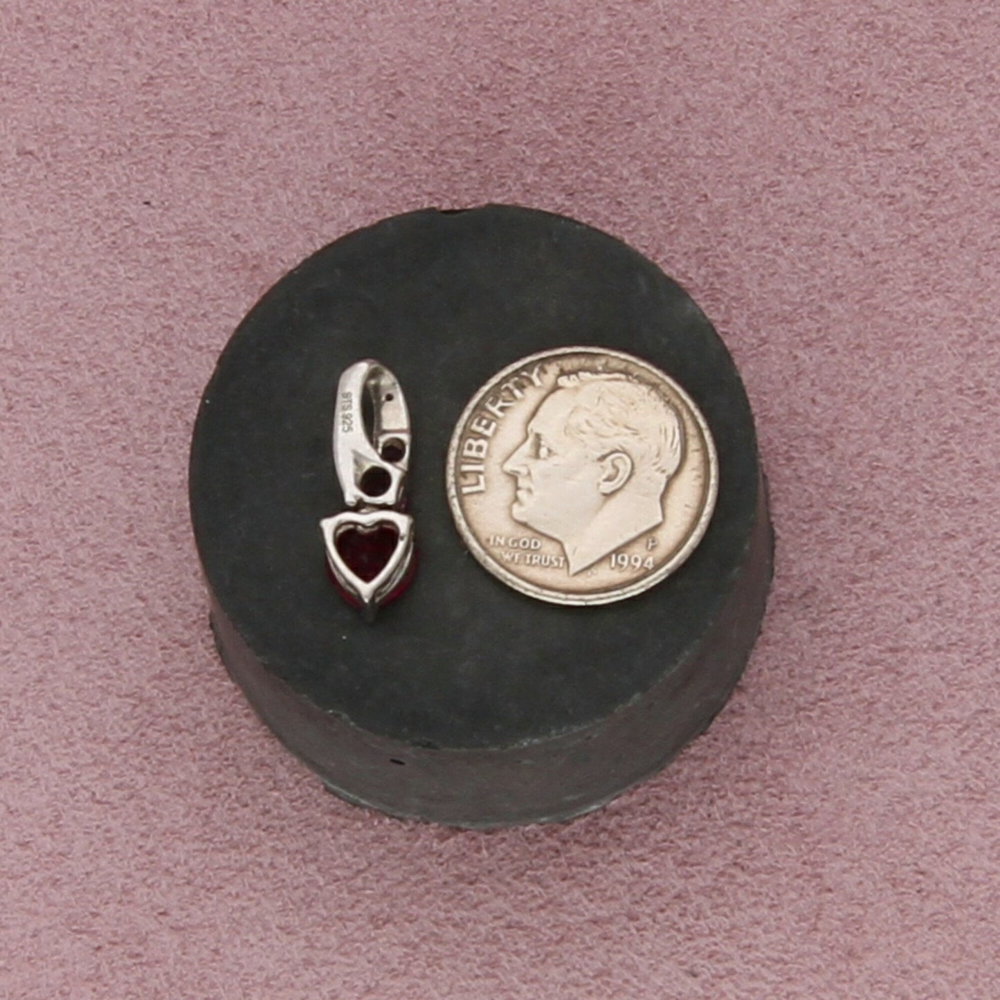 sterling silver diamond pink sapphire & ruby heart pendant