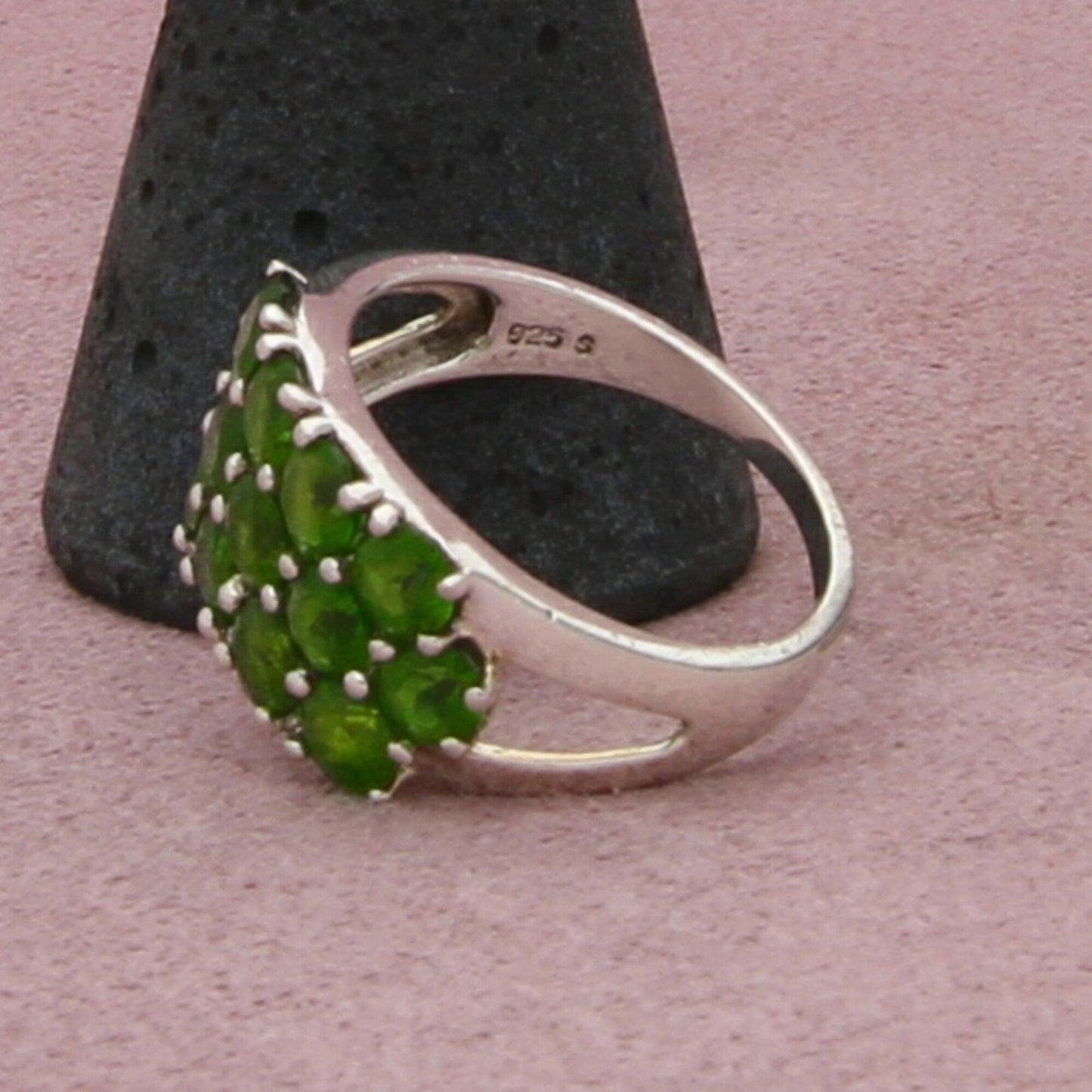 sterling silver round-cut peridot cluster ring size 8
