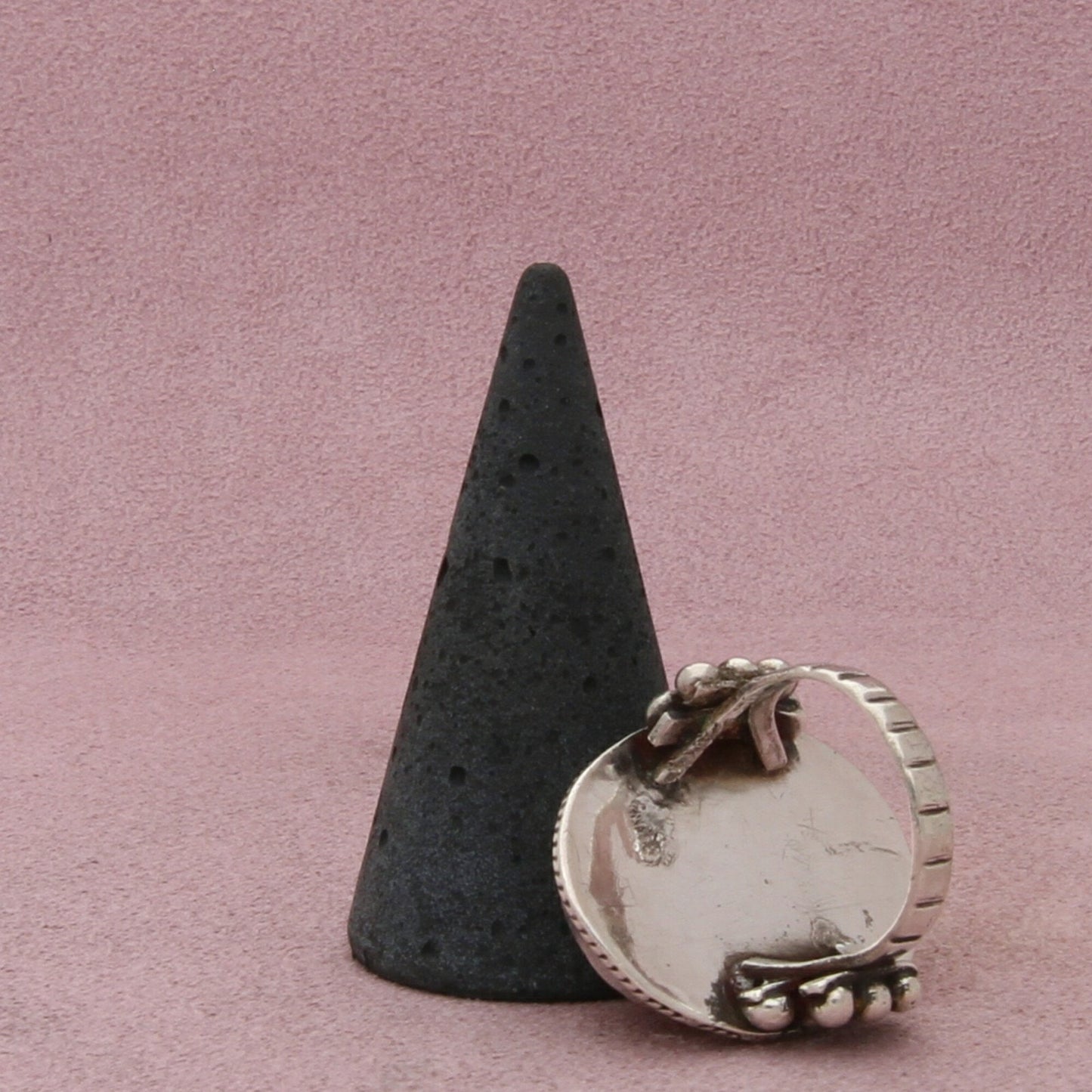 mexico sterling silver vintage braided agate cabochon ring size 7