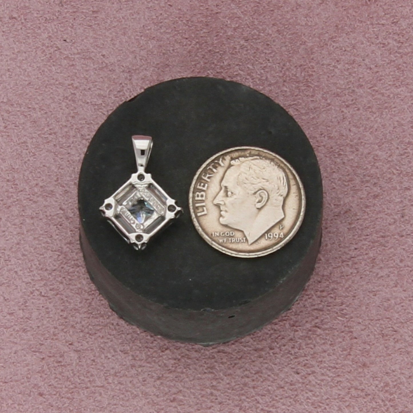 sterling silver princess-cut cz pendant