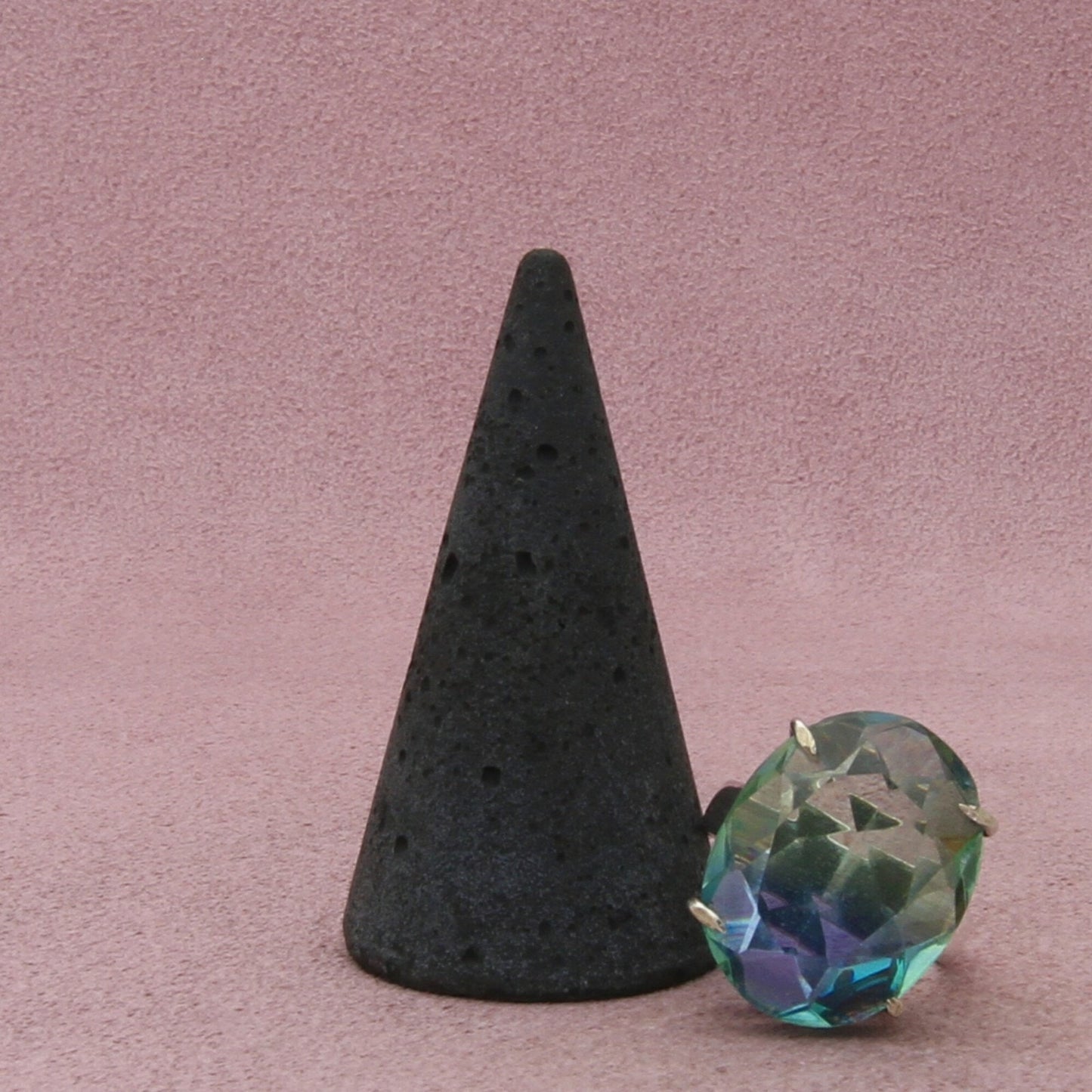 sterling silver chunky oval-cut aqua cz cocktail ring size 6