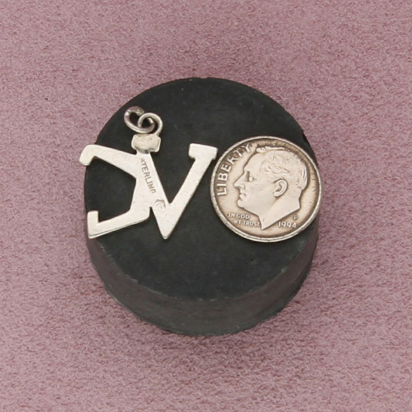 sterling silver vintage letters vc initials charm pendant