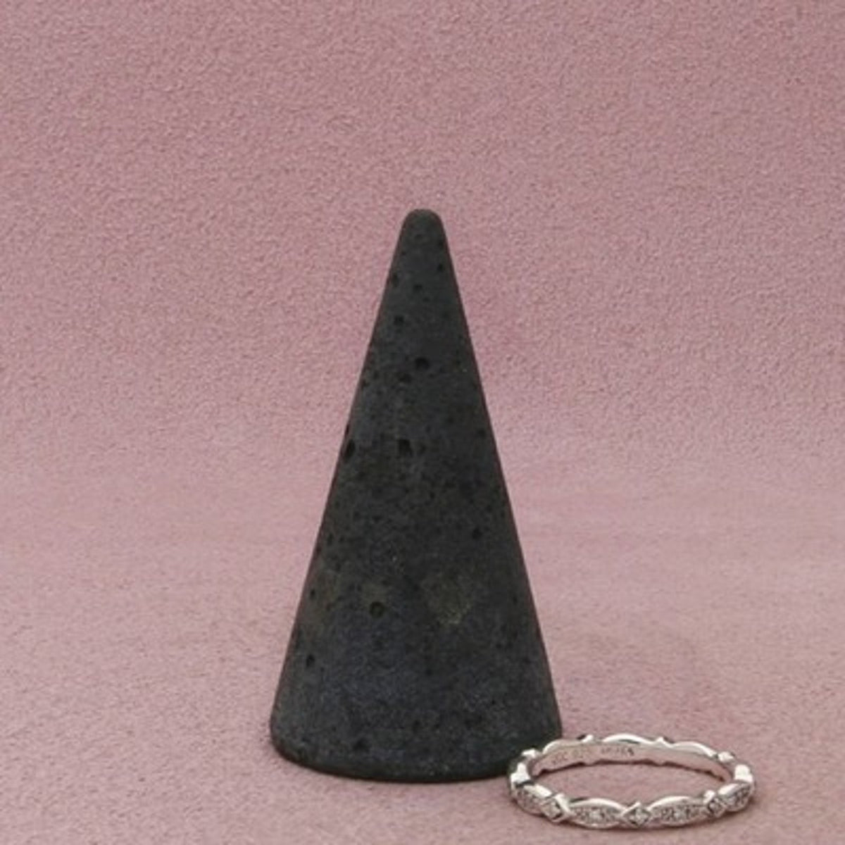 Sterling Silver Diamond Scalloped Geometric Pattern Ring Size 7