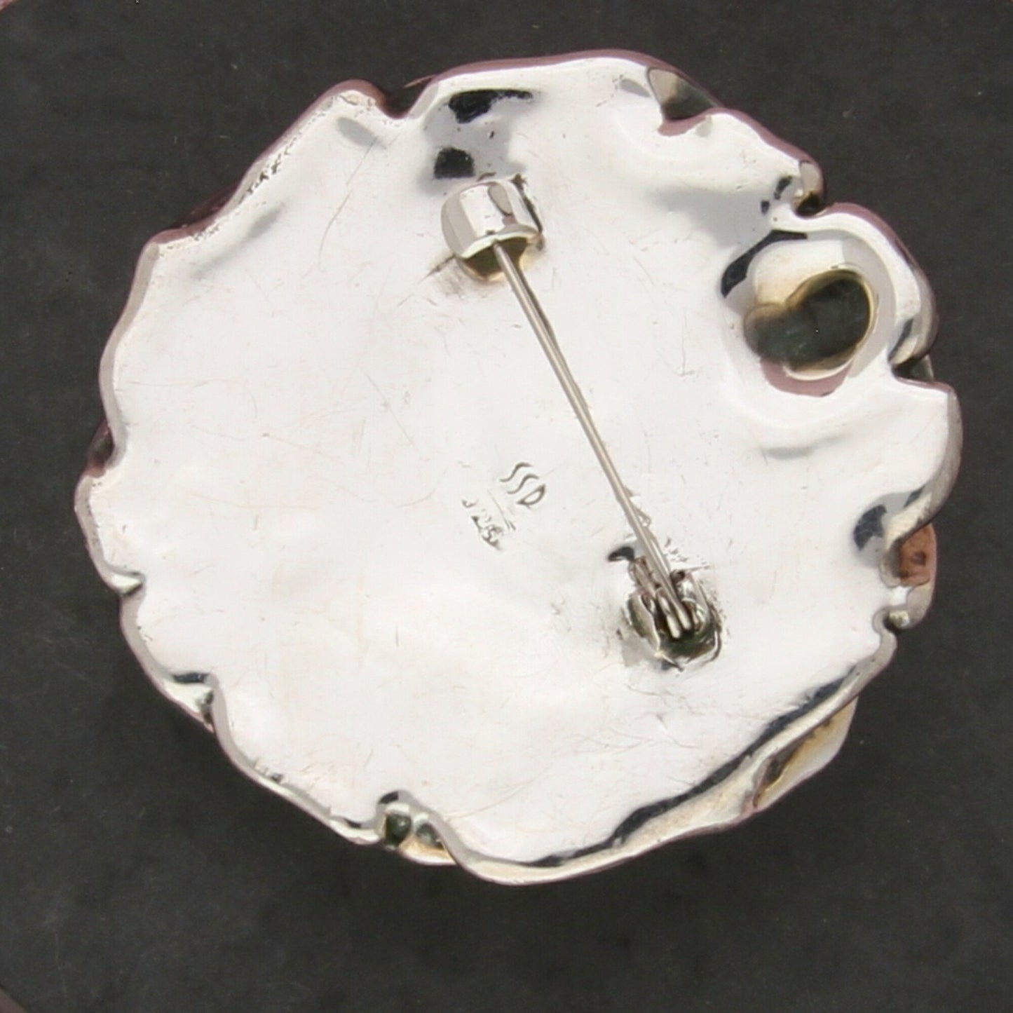 sterling silver large israel electroform rose flower pendant brooch