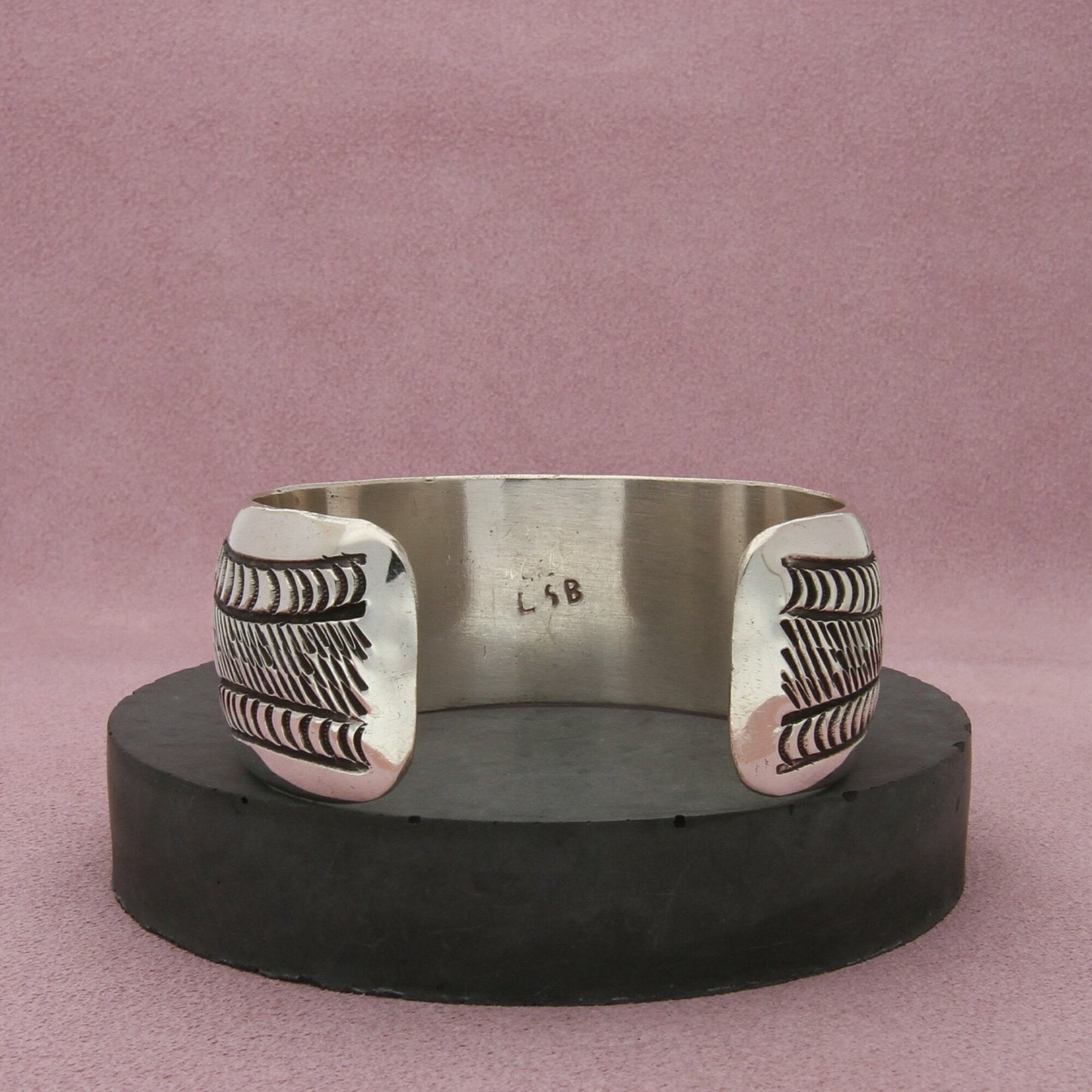 navajo sterling silver vintage signed wide stamped cuff bracelet size 6.5in