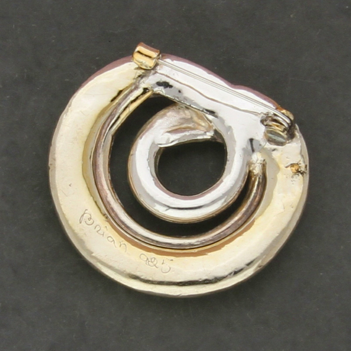 sterling silver israel two-tone electroform swirl brooch