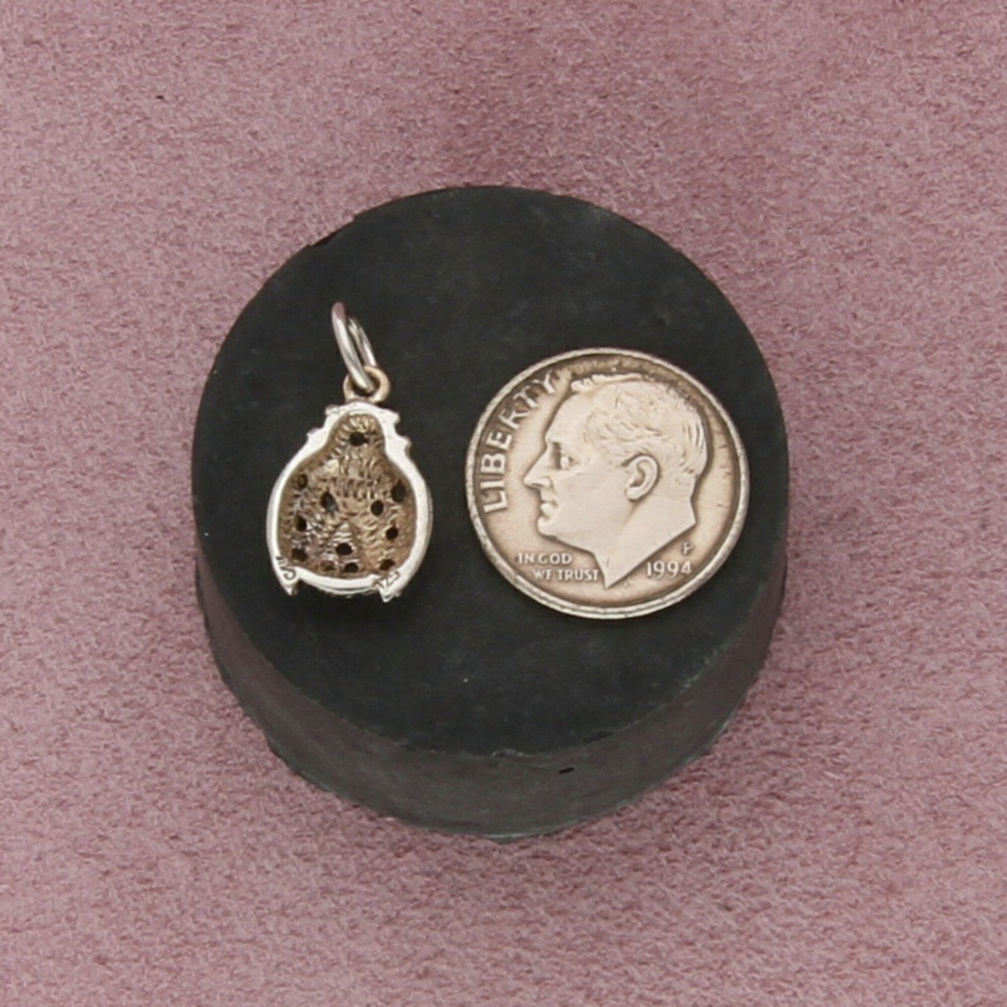 sterling silver vintage red crystal ladybug charm pendant