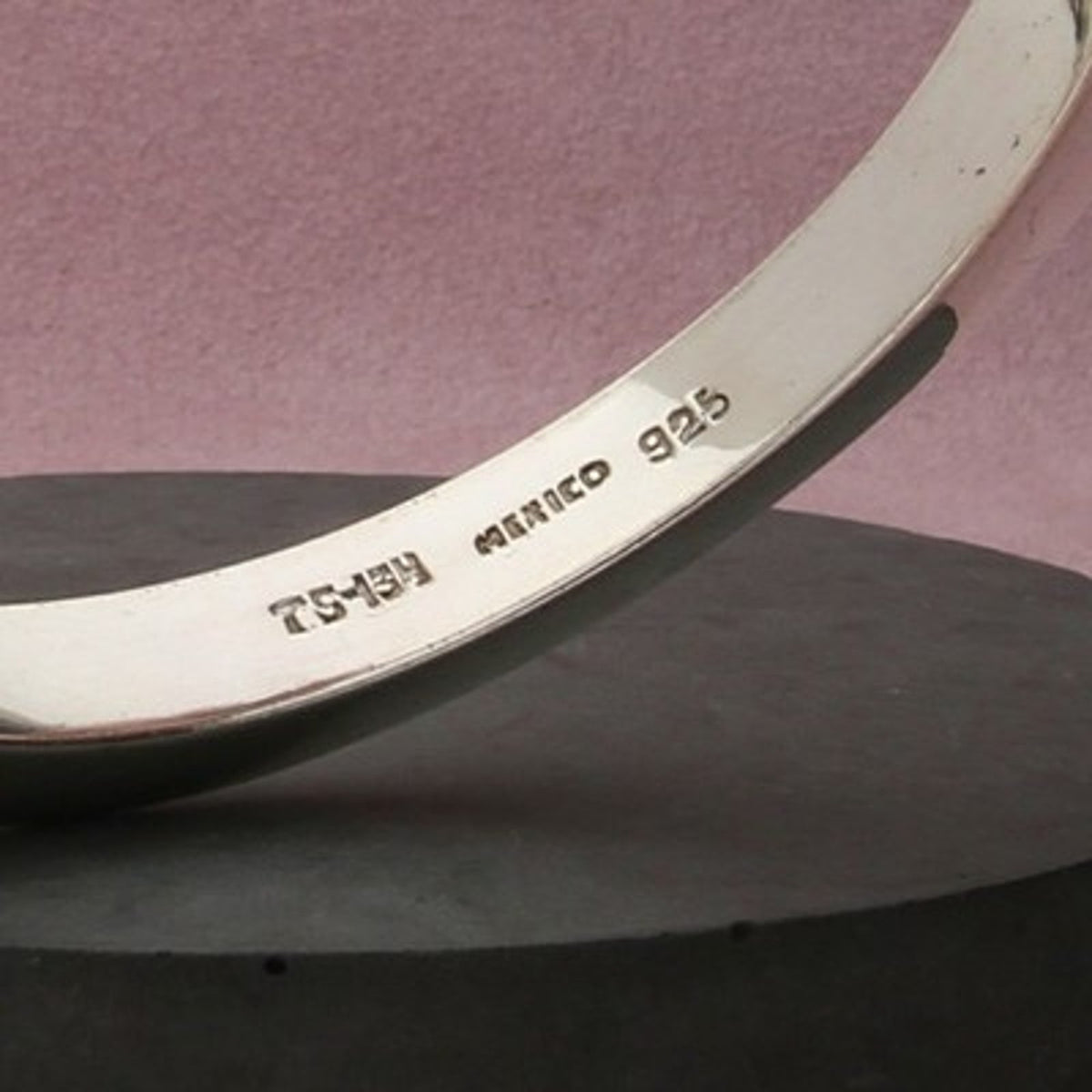 Taxco Mexico Sterling Silver Vintage Round Modernist Bangle Bracelet Size 7.75in