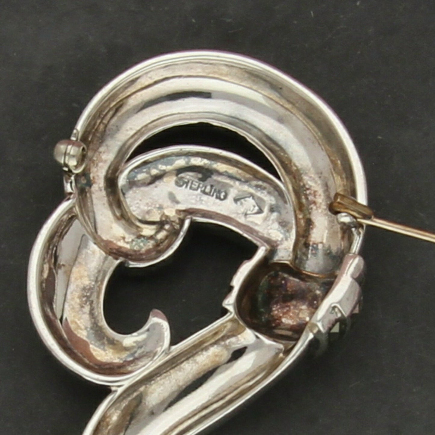 judith jack sterling silver marcasite studded scroll brooch
