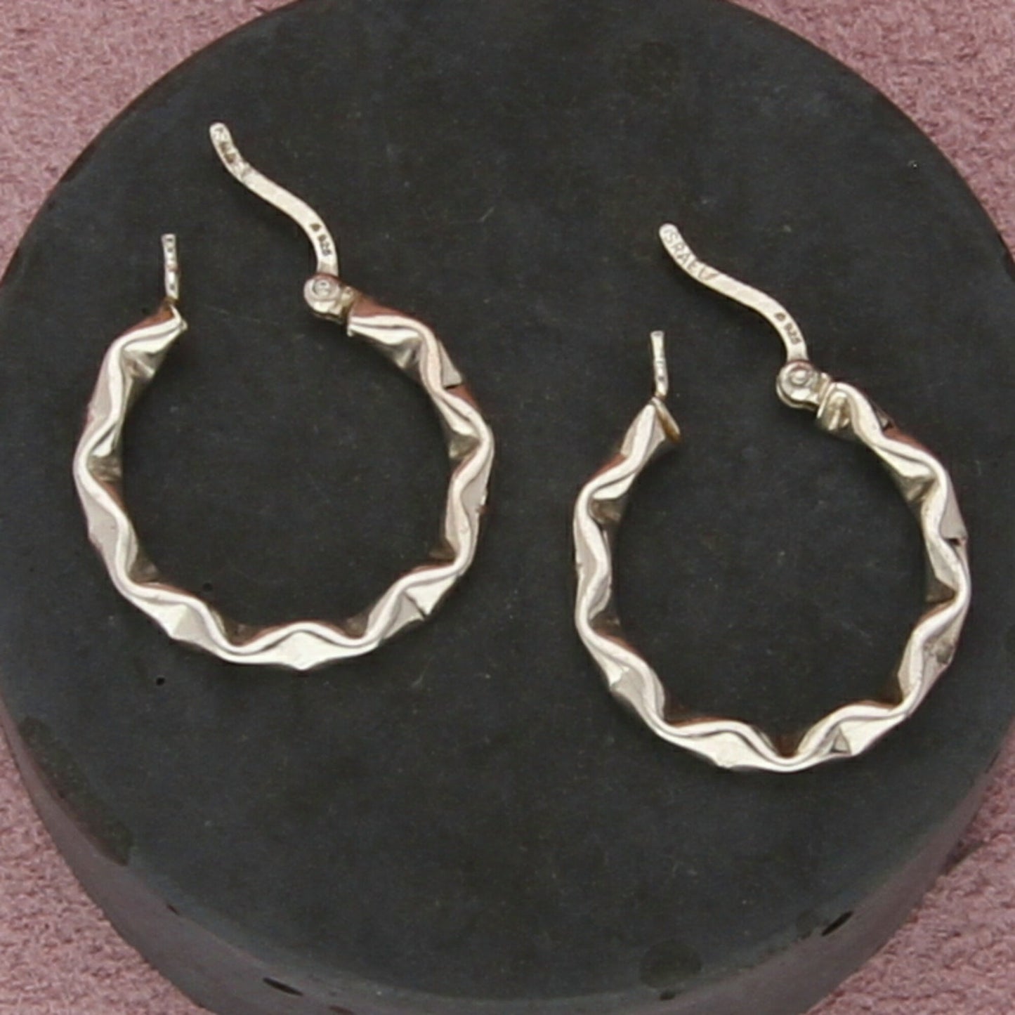 sterling silver vintage 20mm crimped hoop earrings