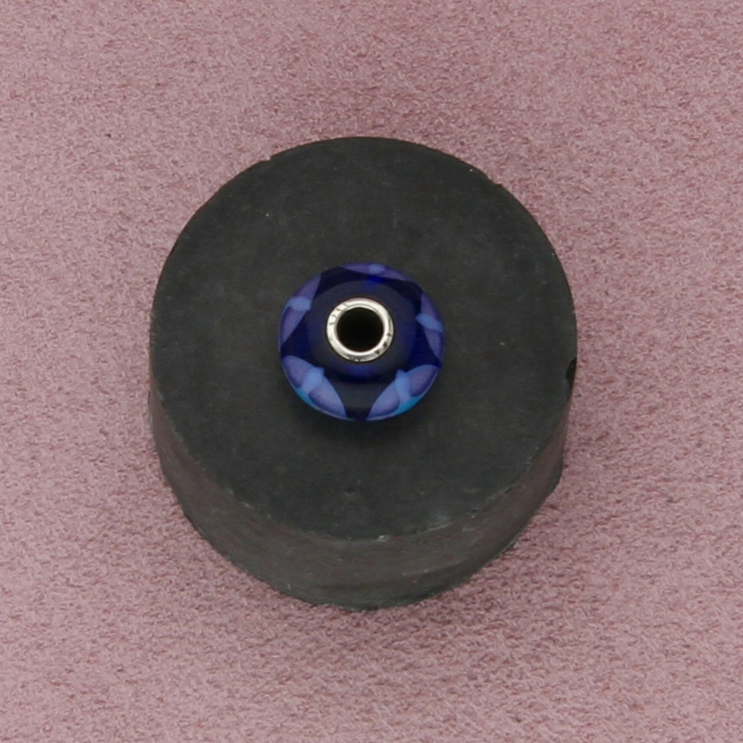 trollbeads sterling silver cobalt blue ribbon swirl murano glass bead charm