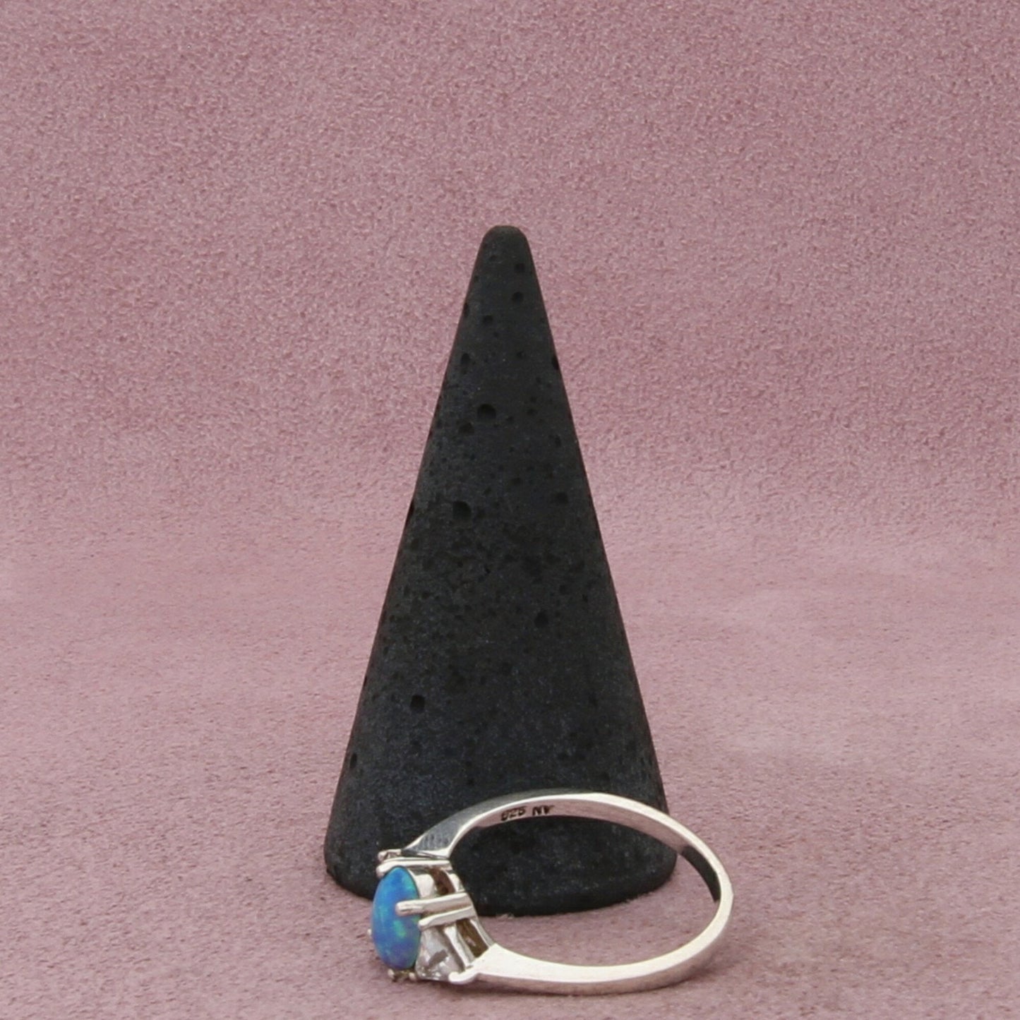 sterling silver fire opal & cz ring size 8.75