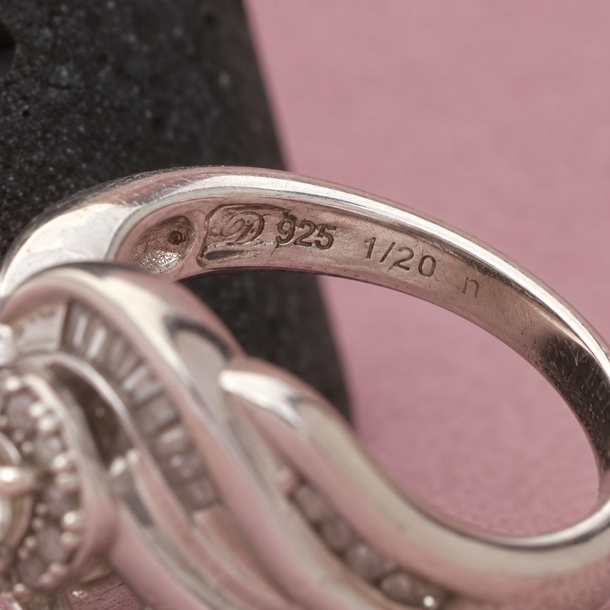 Zales Sterling Silver Diamond Halo Bypass Ring Size 3.75