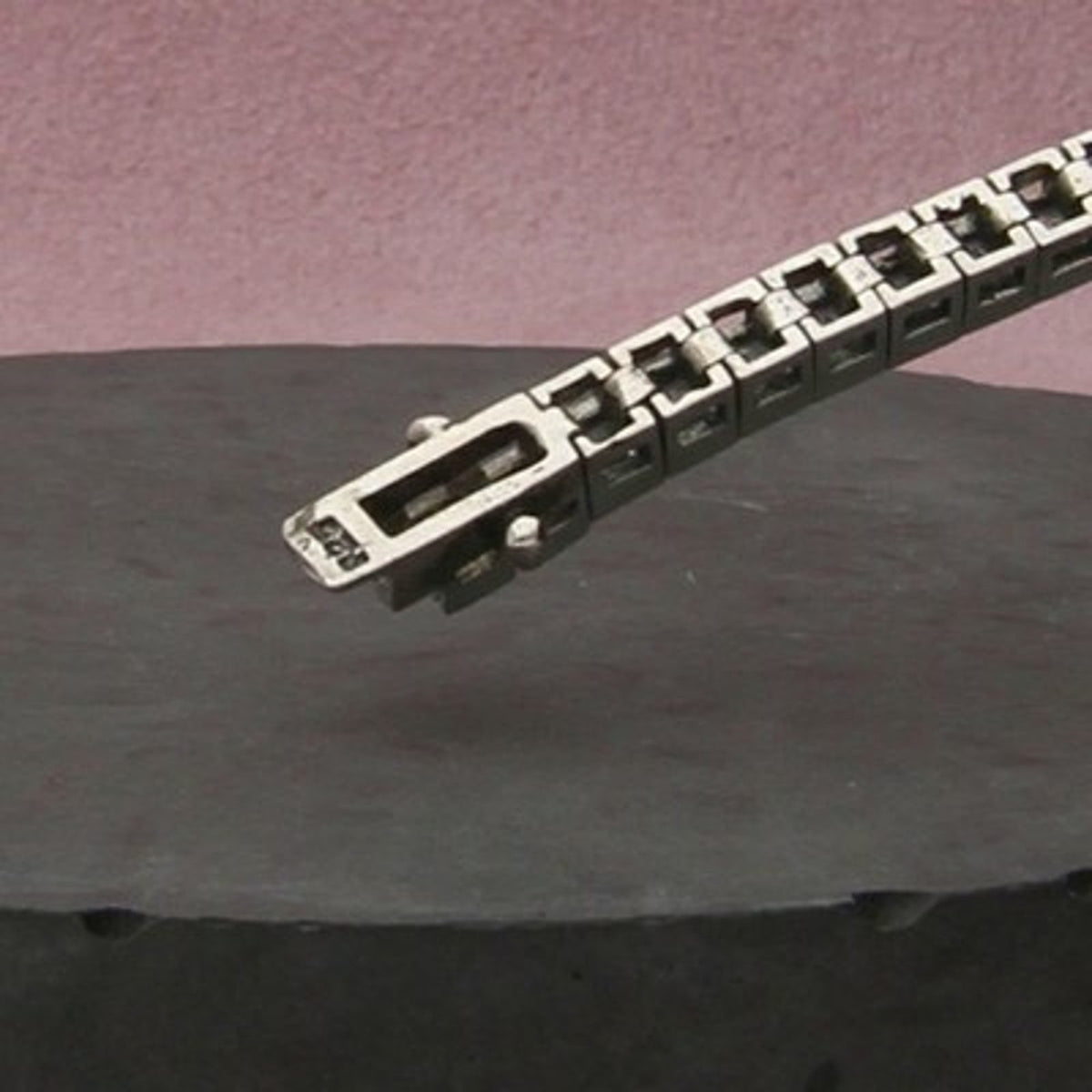 Sterling Silver Channel-Set Square C Z Tennis Bracelet Size 6.75in