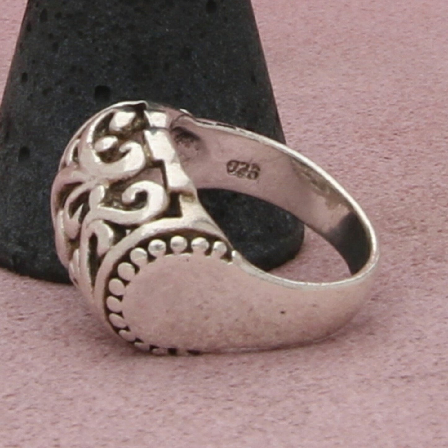 sterling silver vintage chunky scroll dome ring size 6.5