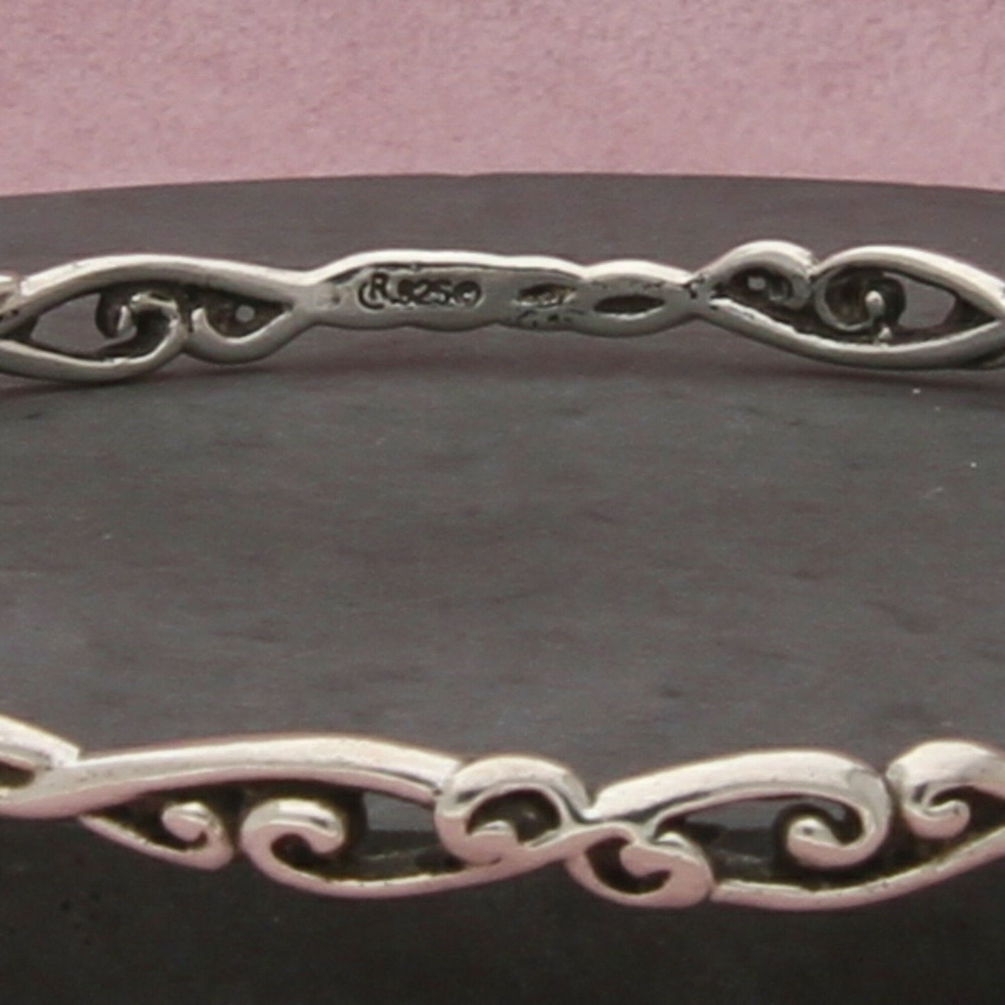carolyn pollack sterling silver scroll stack bangle bracelet size 7.75in