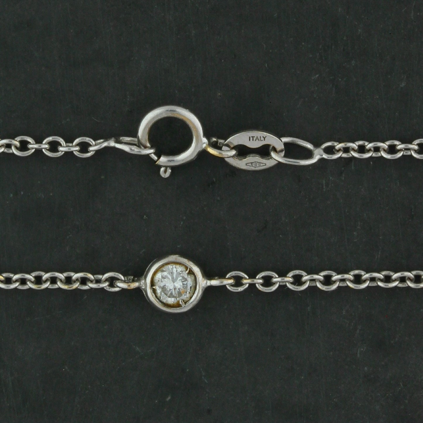 14k white gold 7-station 0.70 ctw diamond yard cable chain necklace size 16.5in