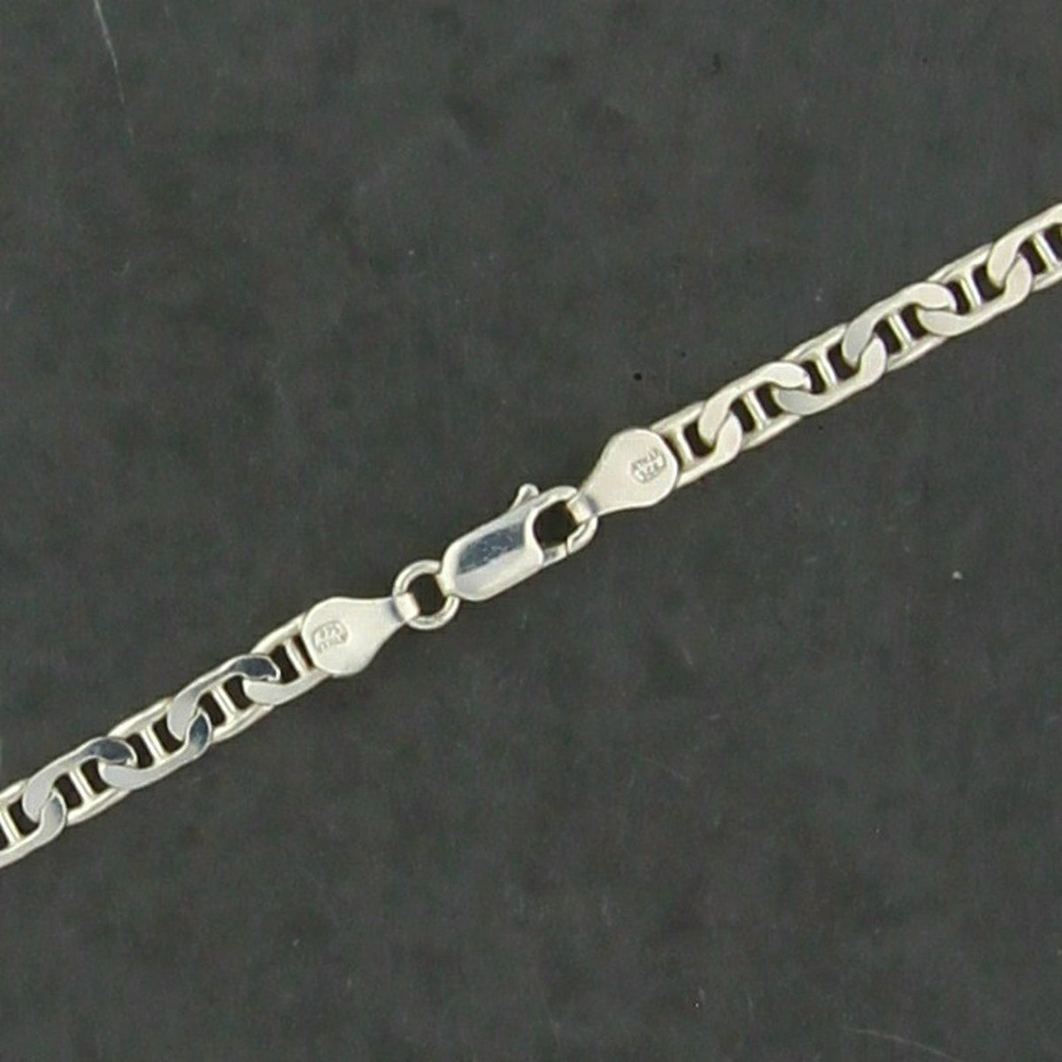 Sterling Silver Men's Italy 4mm Flat Anchor Link Chain Necklace Size 24in