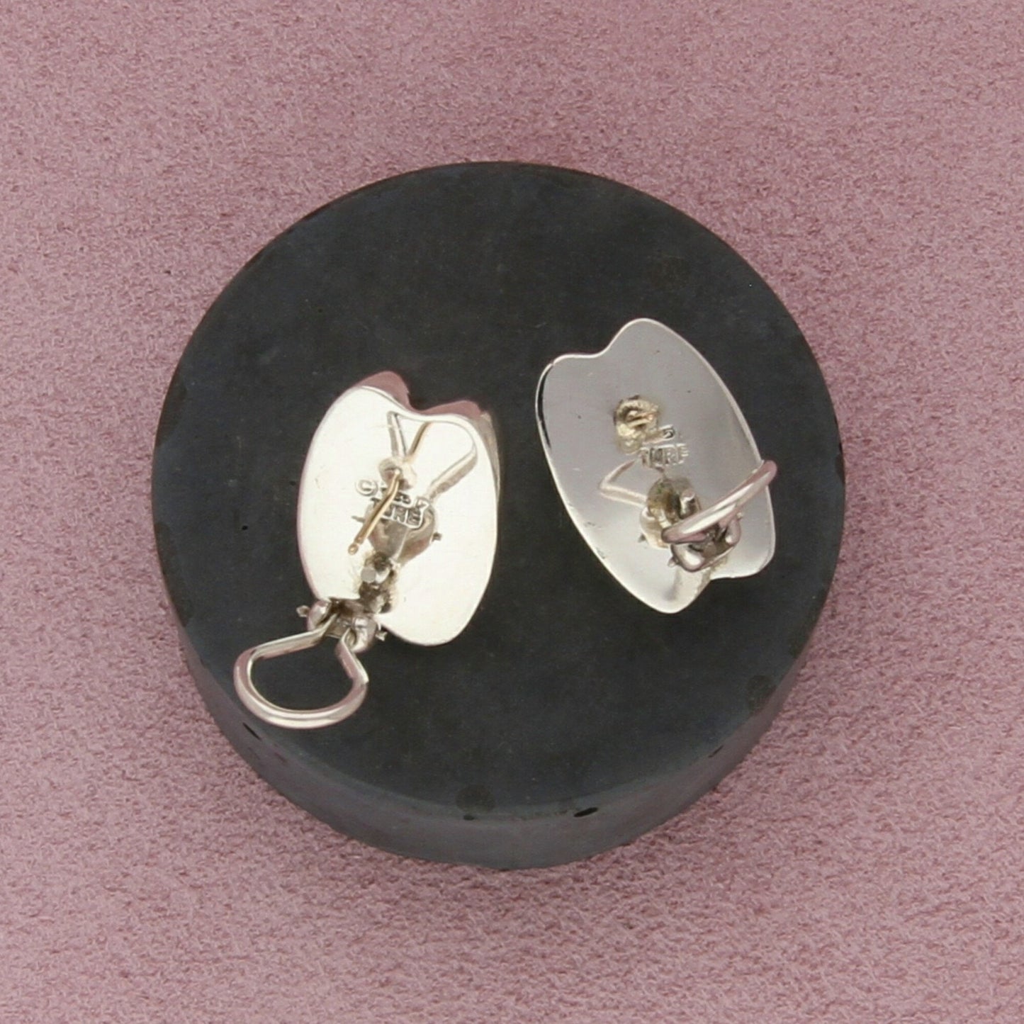 sterling silver & 14k gold posts double dome omega-back earrings