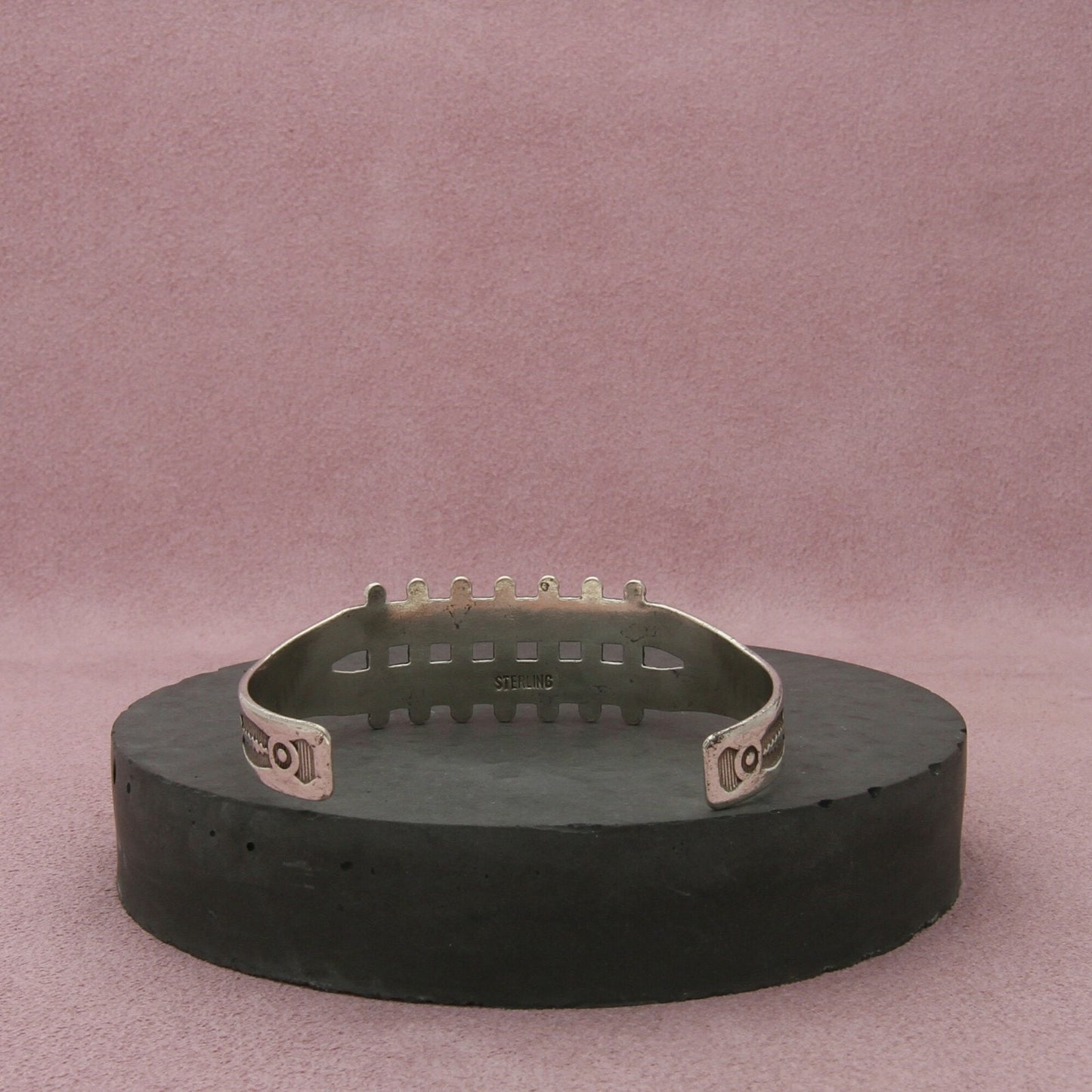 fred harvey era sterling silver snake-eye turquoise cuff bracelet size 5.75in