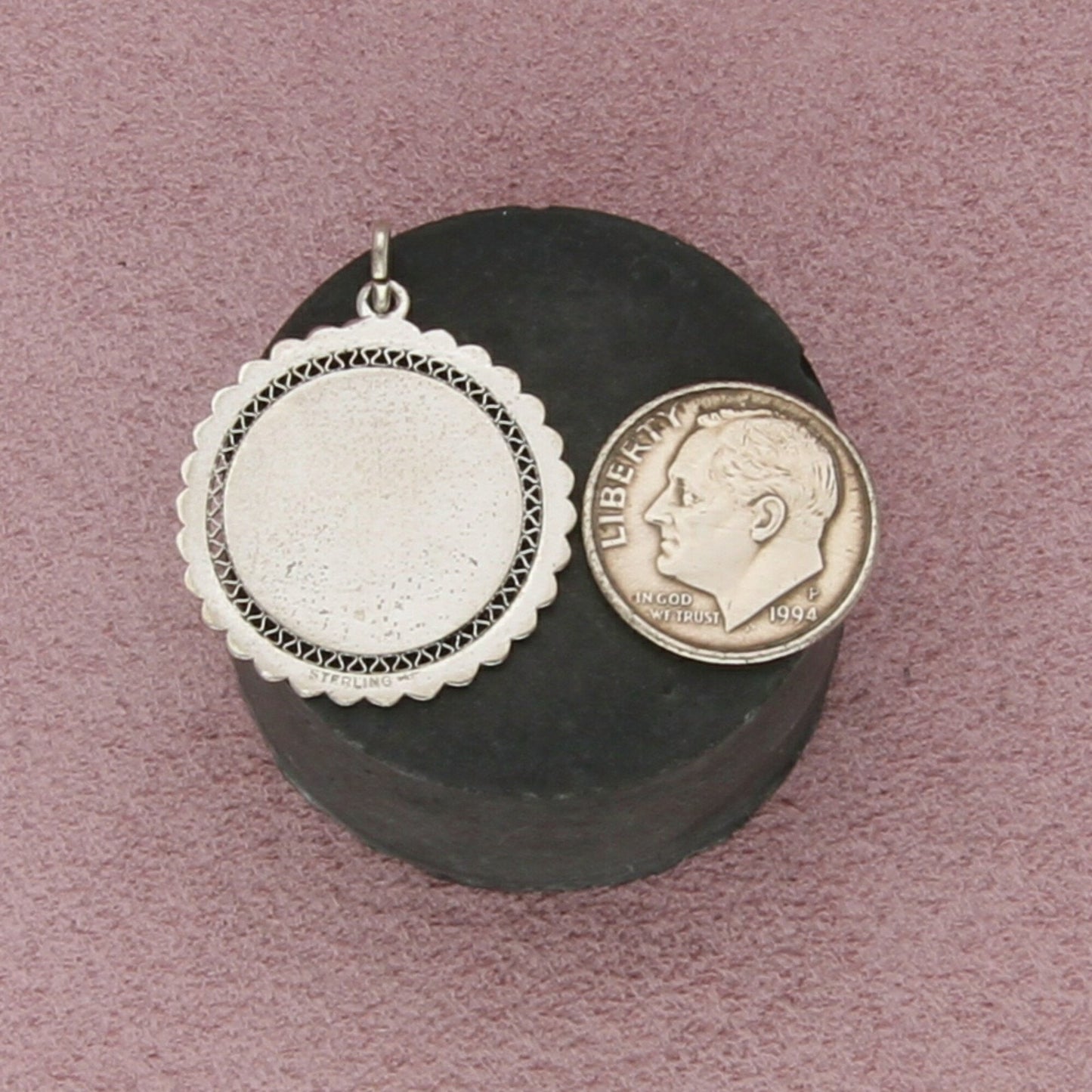 sterling silver vintage aries ram zodiac disc charm pendant