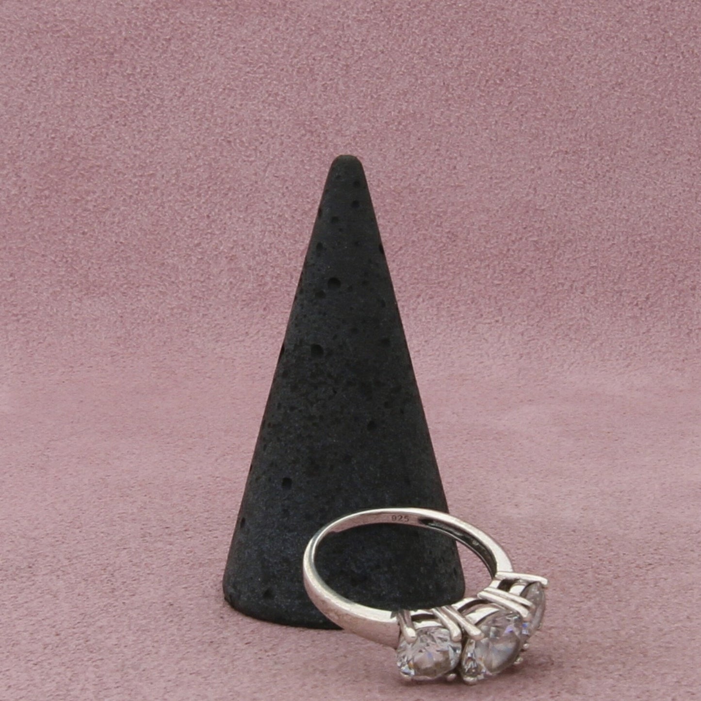 sterling silver round-cut cz trio ring size 8