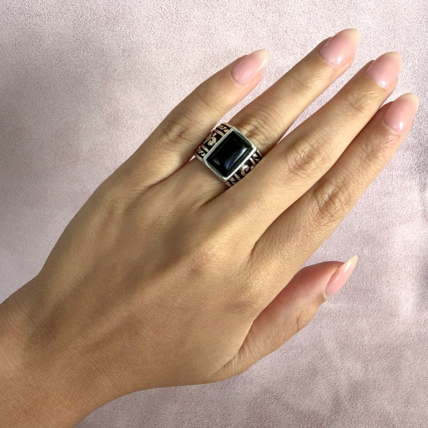 silpada sterling silver black onyx filigree scroll r1096 ring size 5.75