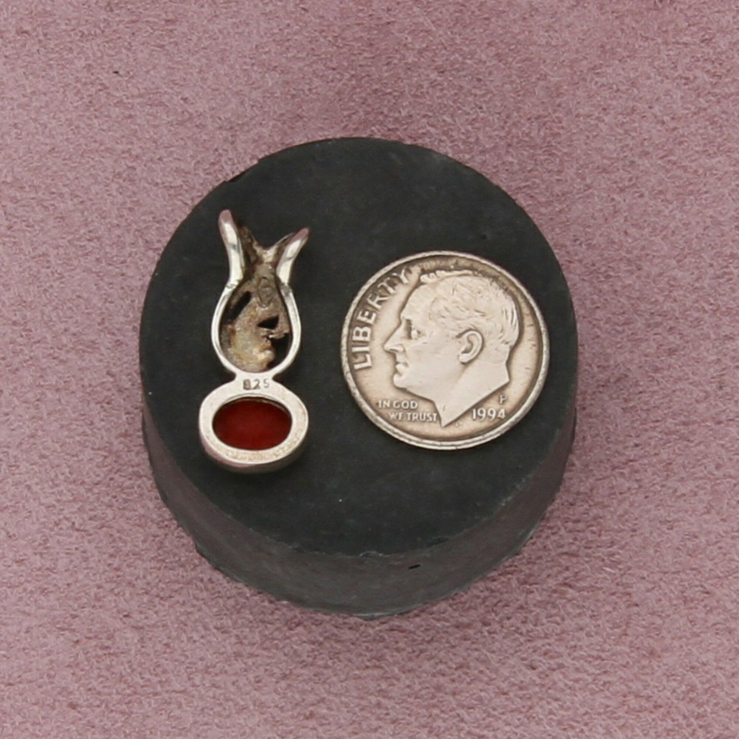 sterling silver scroll coral drop pendant