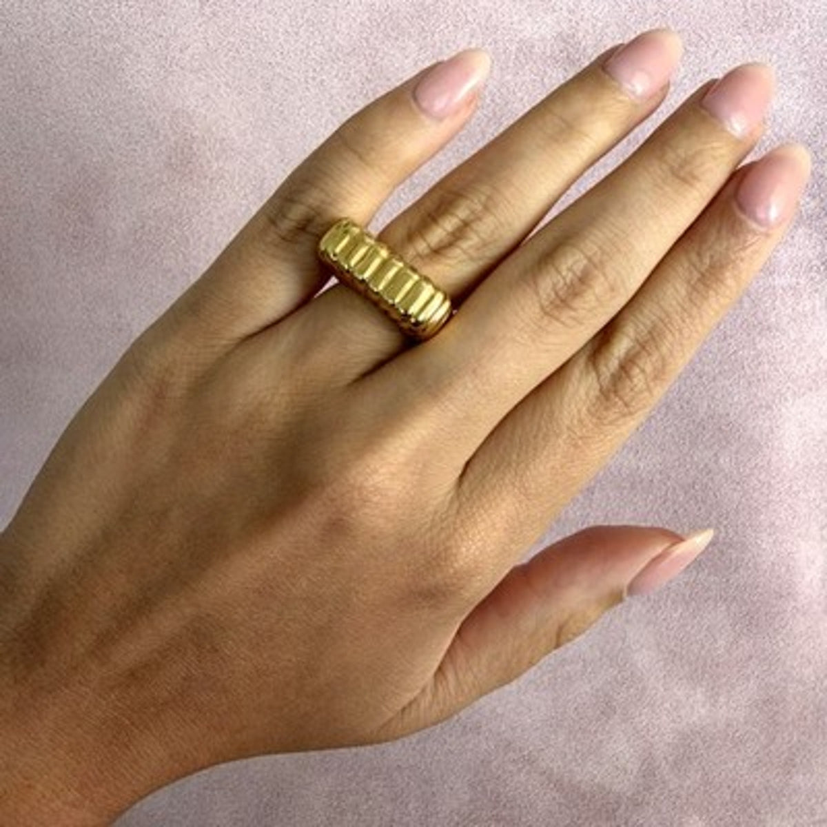 Ivi Los Angeles Sterling Silver 18K Gold Plate Gaia Signet Ring 6
