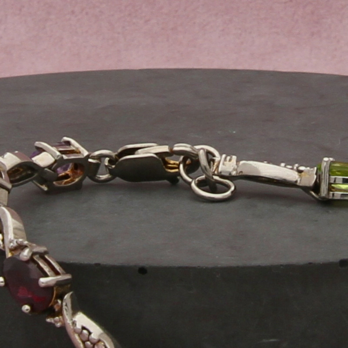 sterling silver amethyst topaz garnet citrine peridot bracelet size 7in