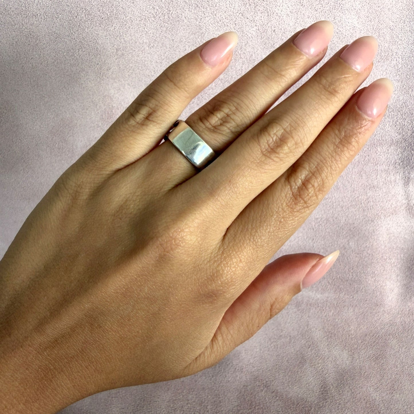 sterling silver vintage curb chain engravable signet ring size 6.25
