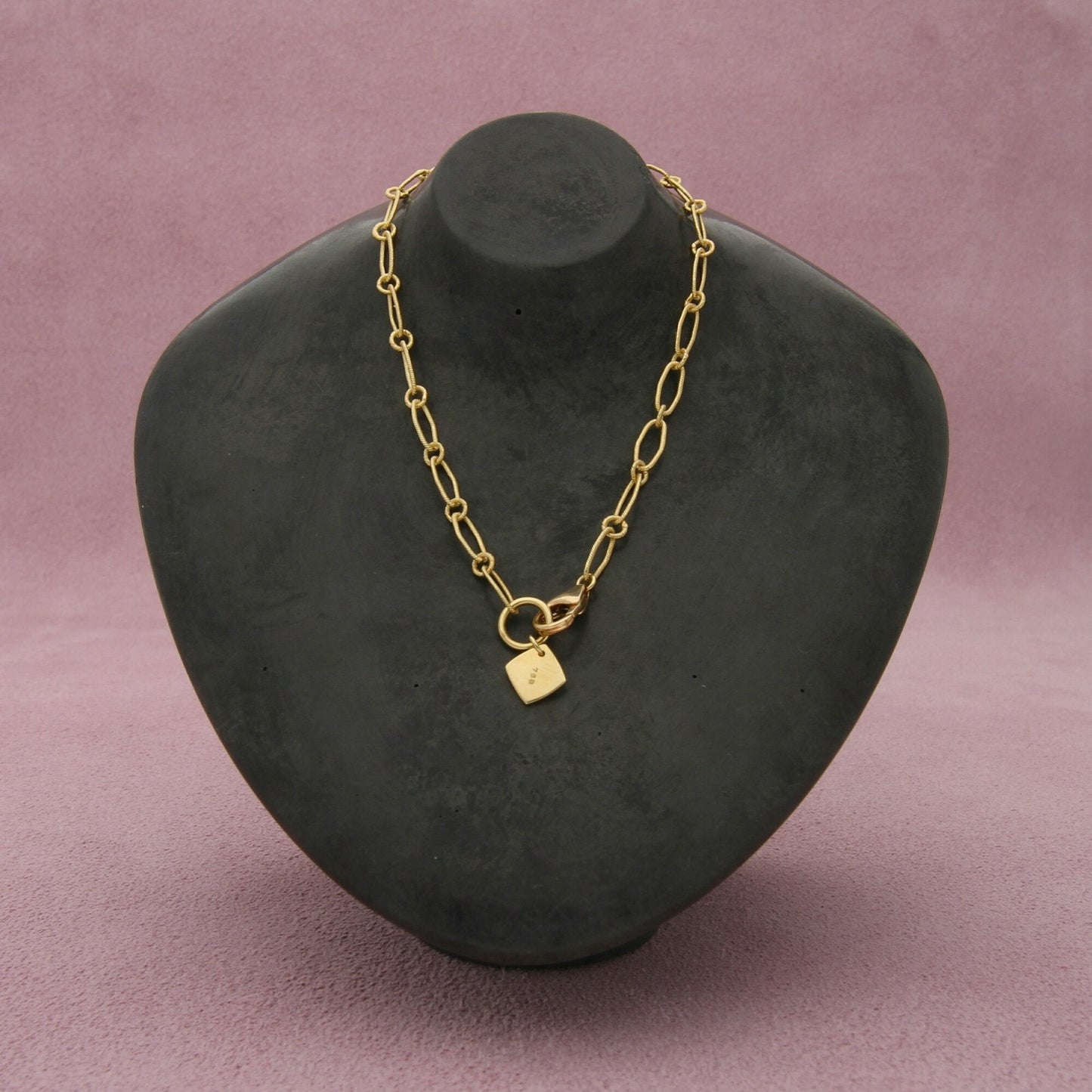 sloane street 18k yellow gold ring & connector chain necklace size 20in
