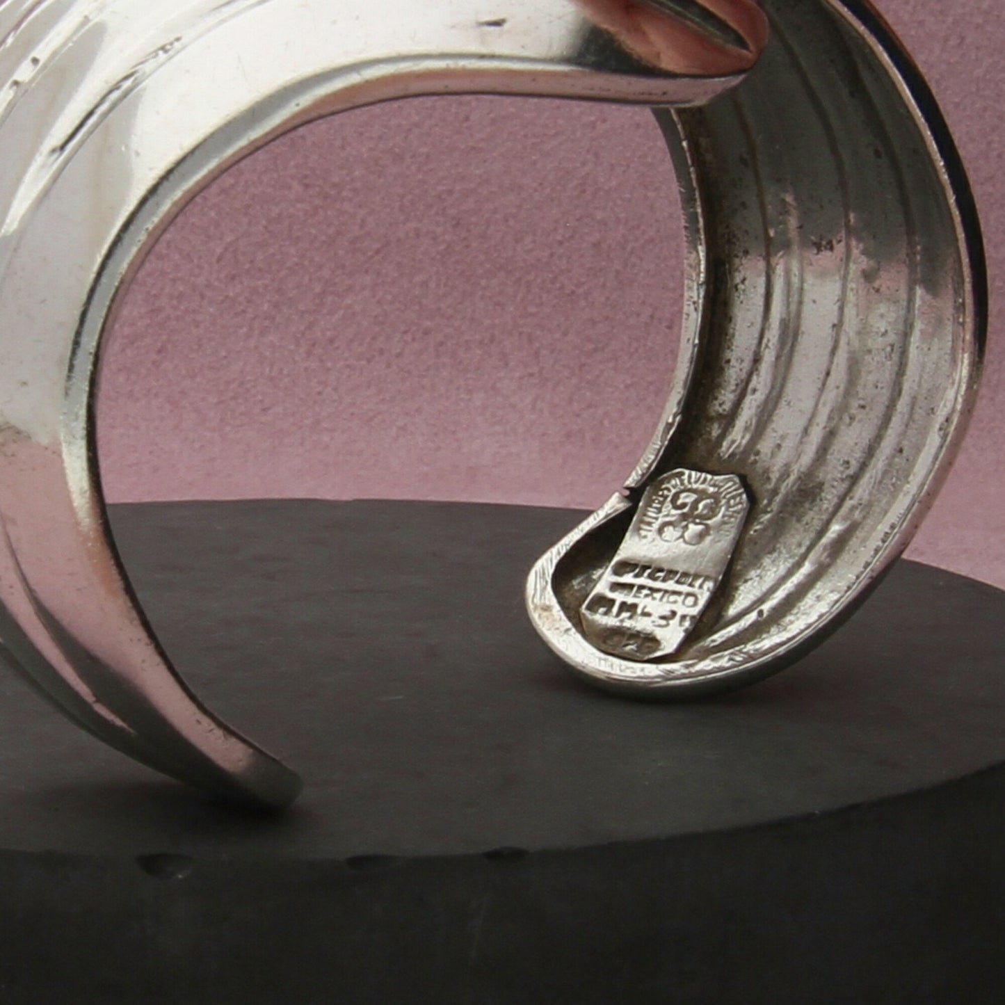 los ballesteros sterling silver taxco mexico vintage cuff bracelet size 6.25in
