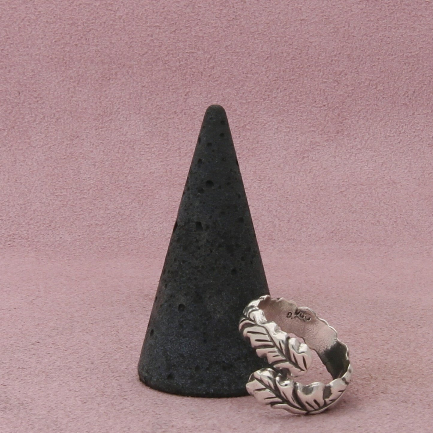 sterling silver vintage carved leaf bypass ring size 8